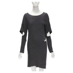 rare ISSEY MIYAKE 1980's Vintage grey deconstructed bias cutout sweater dress M