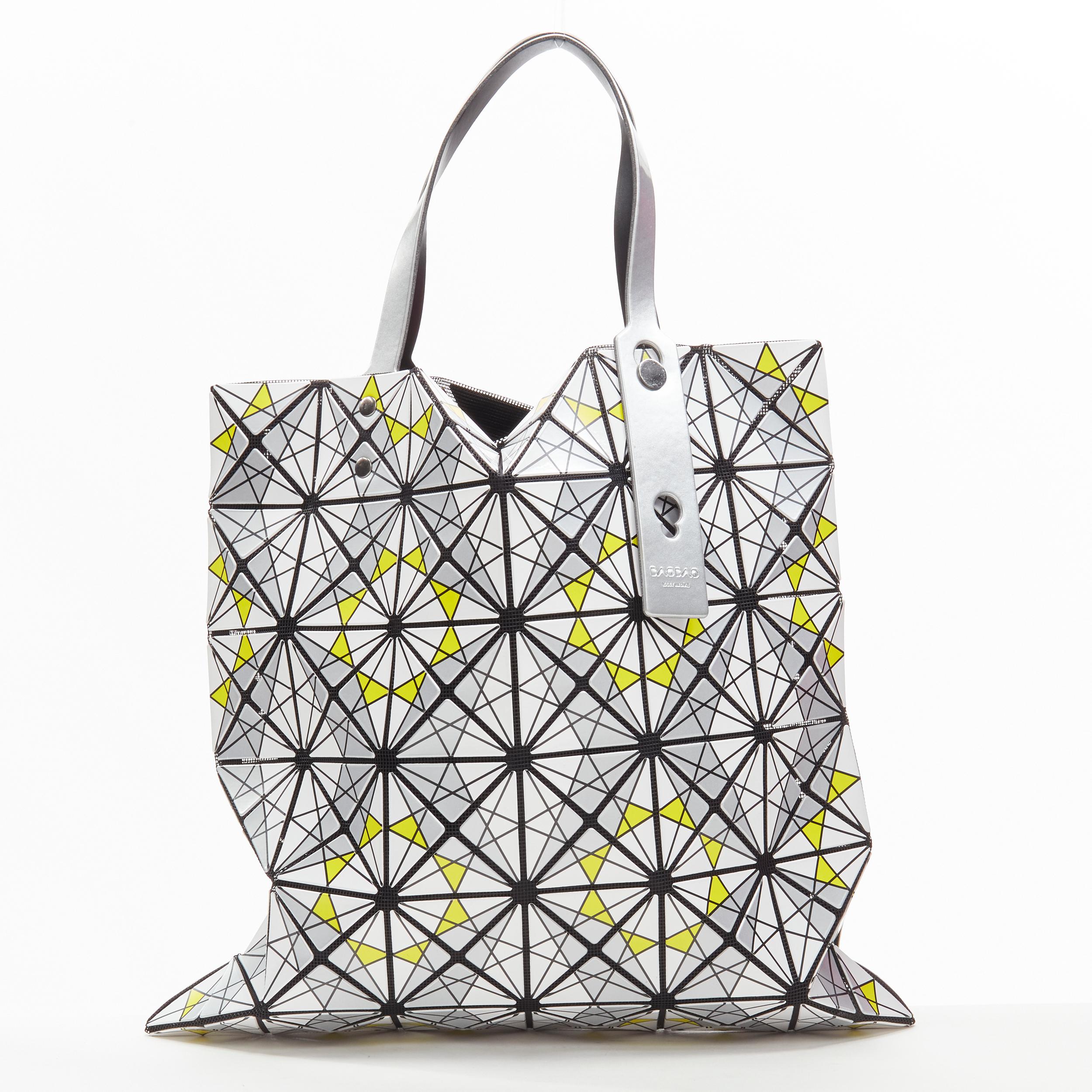 designer tote bag with geometric pattern