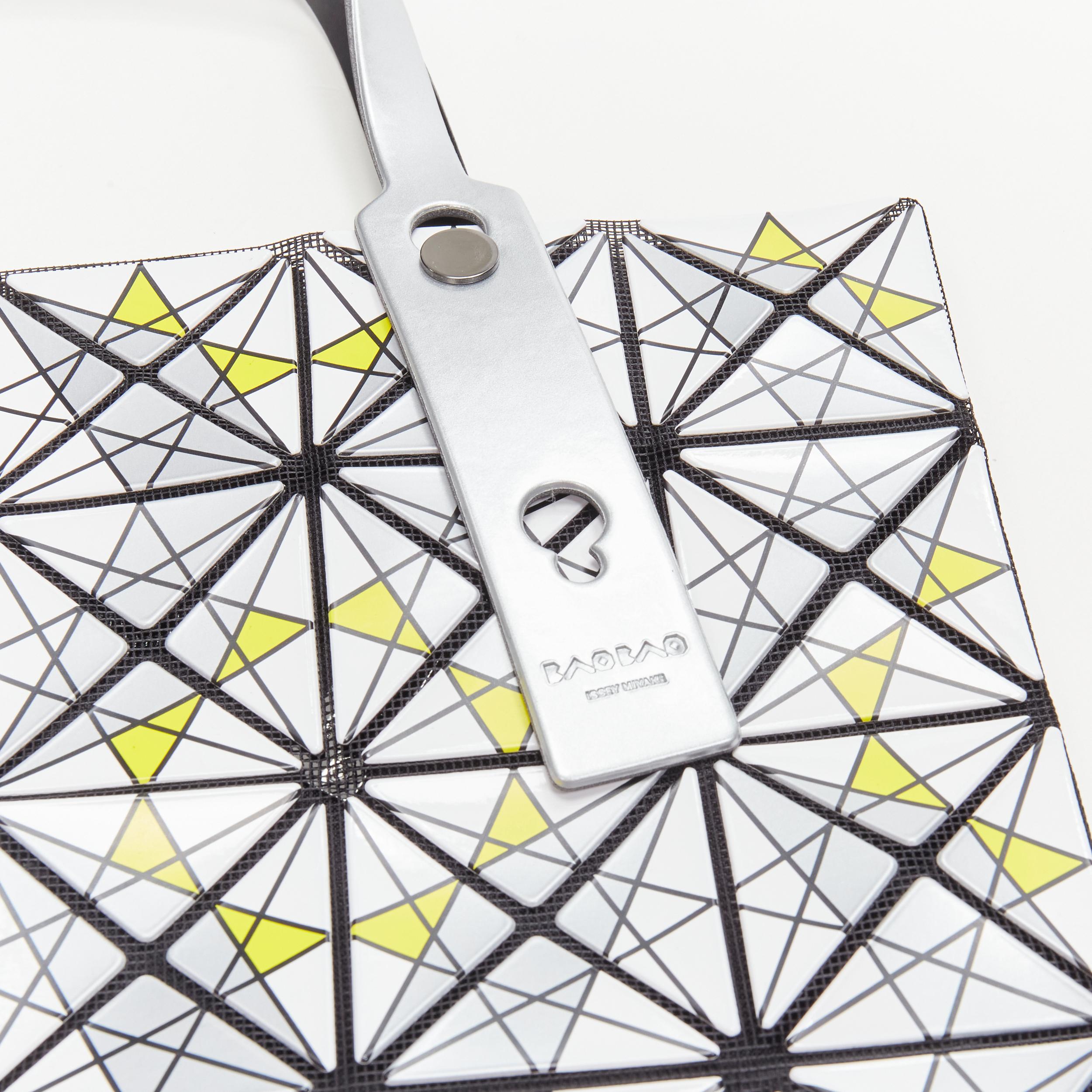 rare ISSEY MIYAKE BAO BAO Prism yellow white silver geometric print tote bag In Excellent Condition In Hong Kong, NT