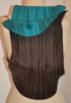 Rare Issey Miyake Coco-Brown & Turquoise-Lined Signature Drawstring Backpack