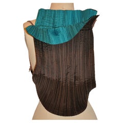 Rare Issey Miyake Coco-Brown & Turquoise-Lined Signature Drawstring Backpack