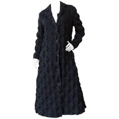 Used Rare Issey Miyake Diamond Embossed Black Coat