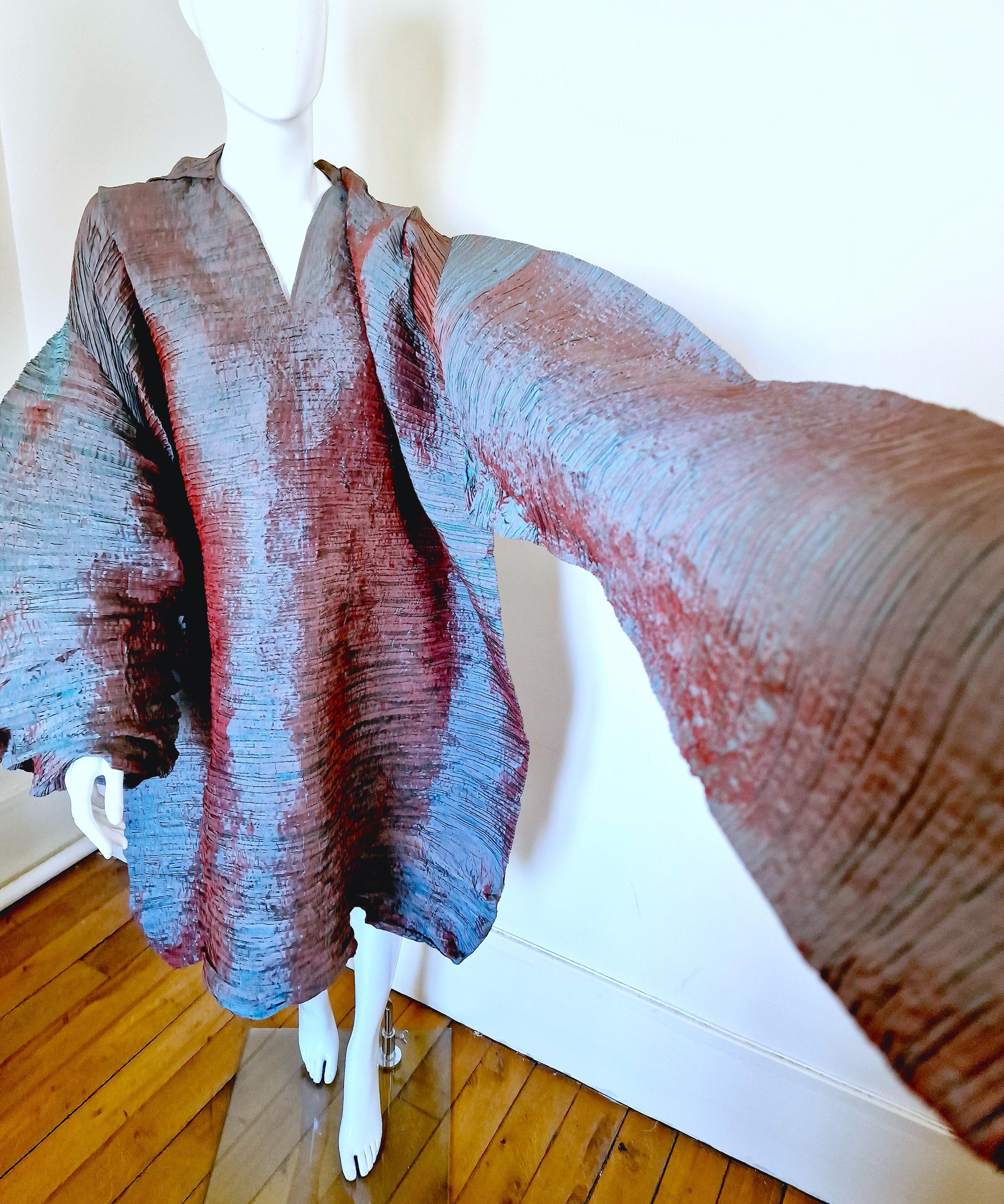 Rare Issey Miyake Metal Sculpture Oversize Pleated 80s 70s Vintage Dress Gown For Sale 8