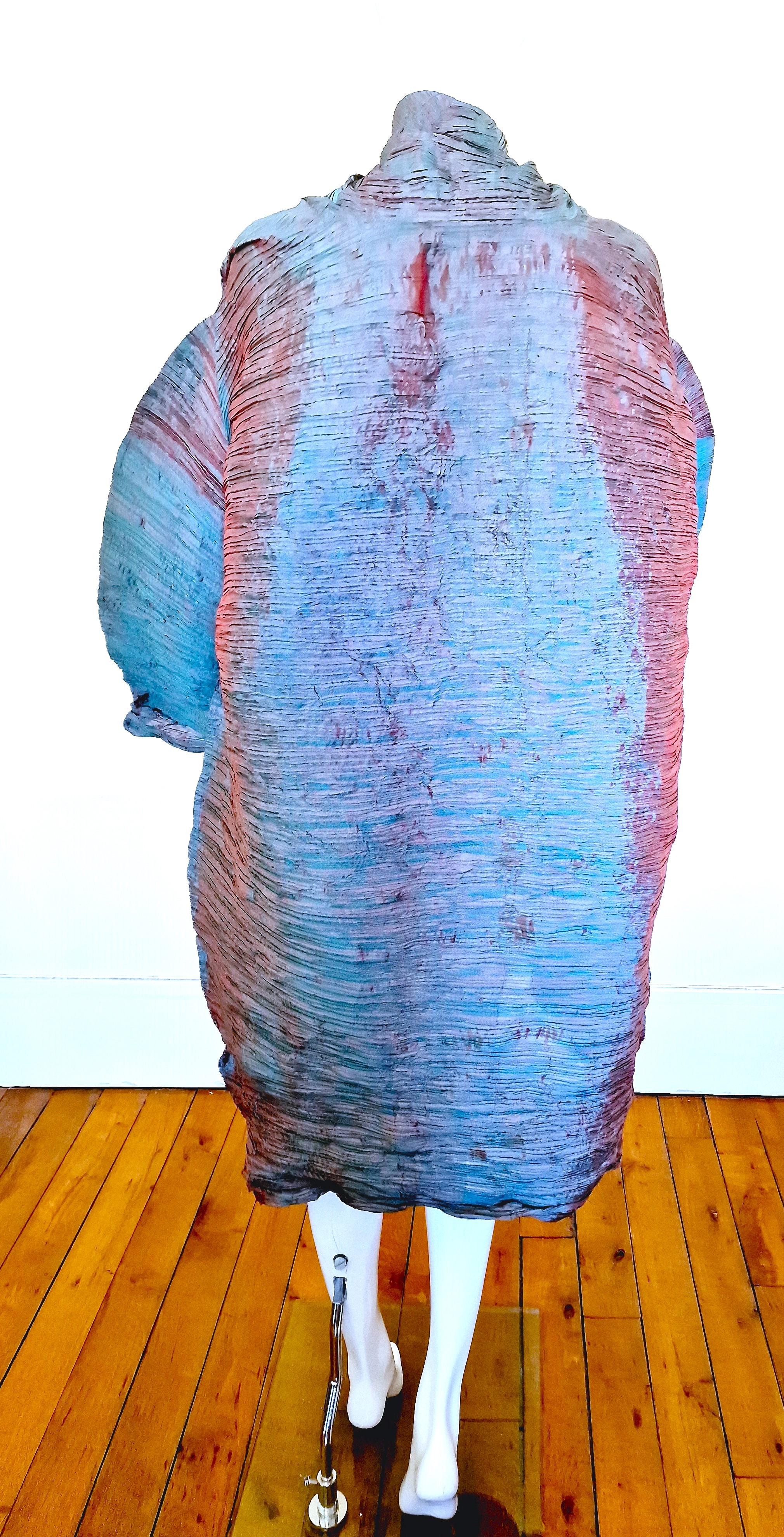 Rare Issey Miyake Metal Sculpture Oversize Pleated 80s 70s Vintage Dress Gown For Sale 1