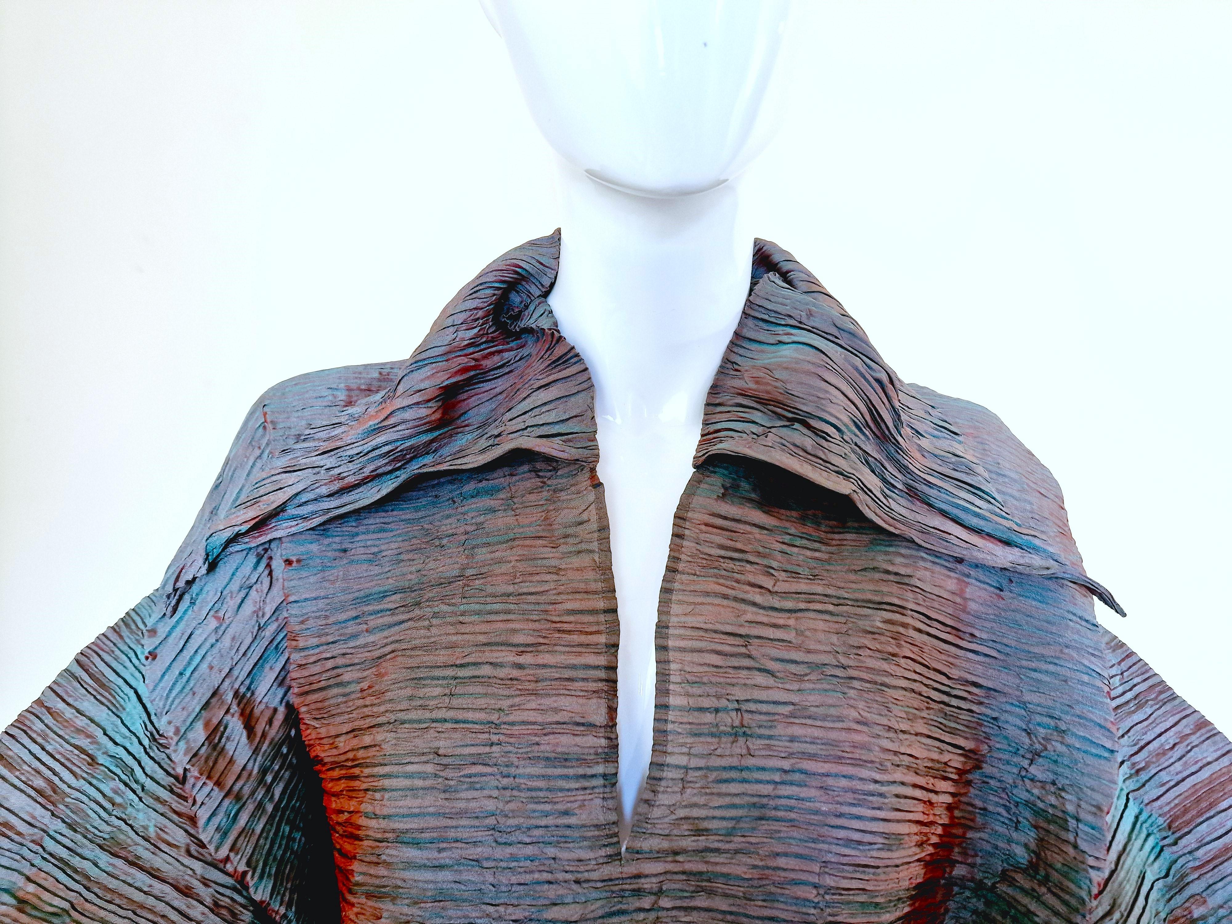 Rare Issey Miyake Metal Sculpture Oversize Pleated 80s 70s Vintage Dress Gown For Sale 5