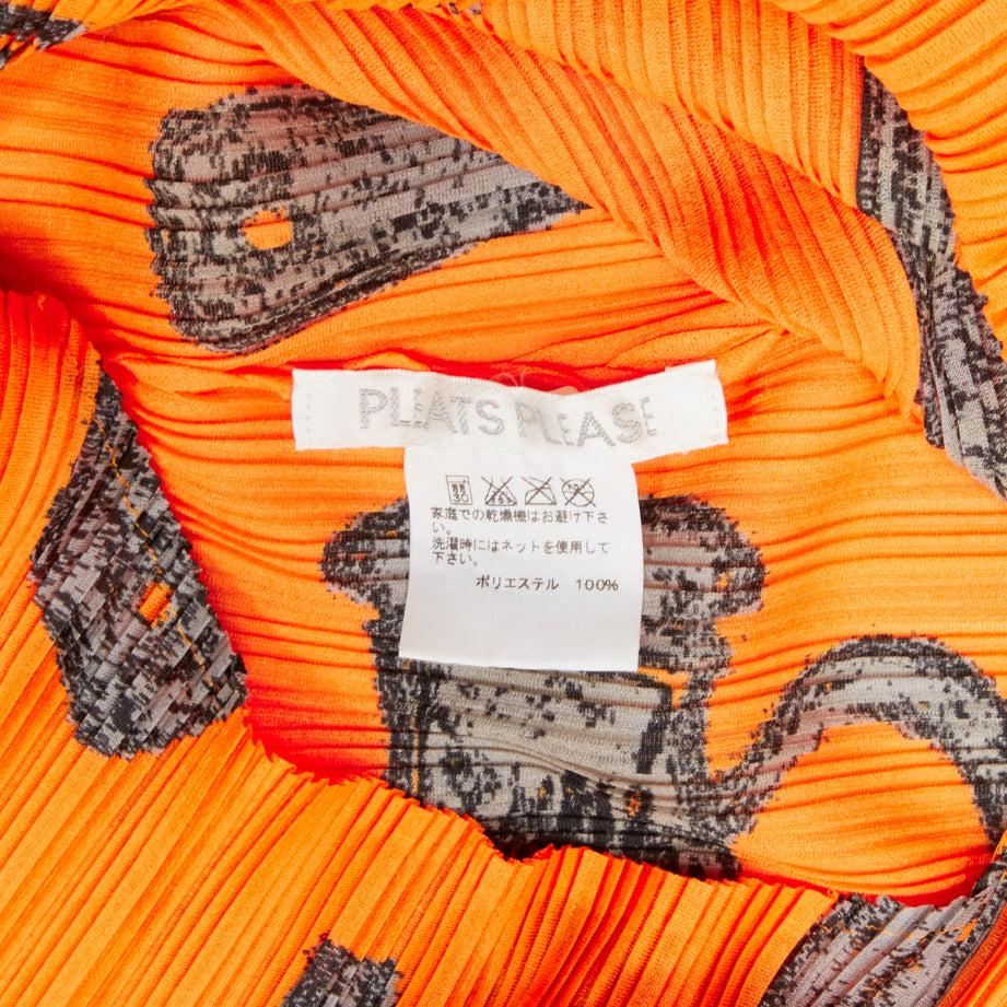selten ISSEY MIYAKE Pleats Please 2003 orange tools print plisse Kleid JP17 S im Angebot 3