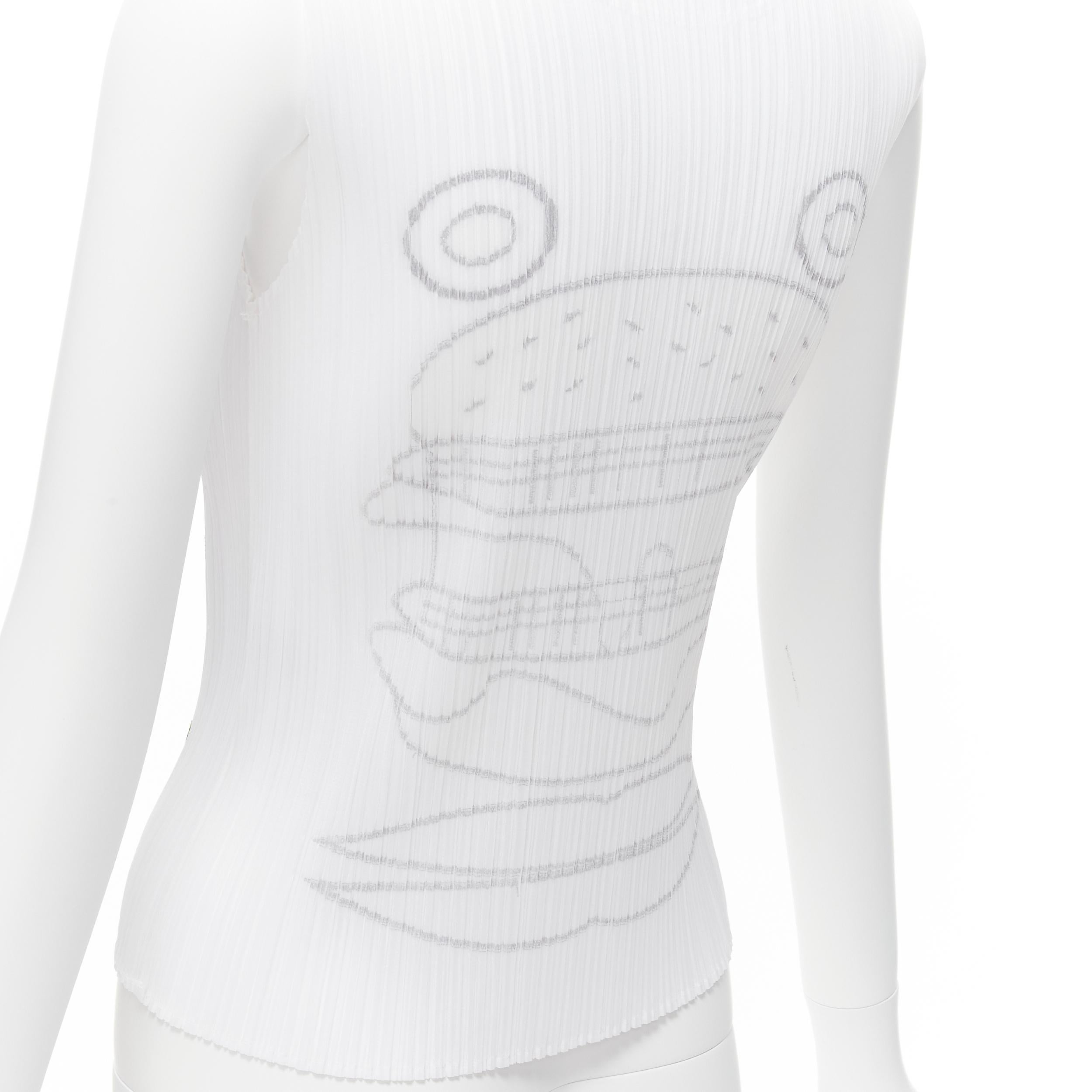 rare ISSEY MIYAKE Pleats Please 2004 hamburger tongue white plisse tank top JP3 For Sale 3