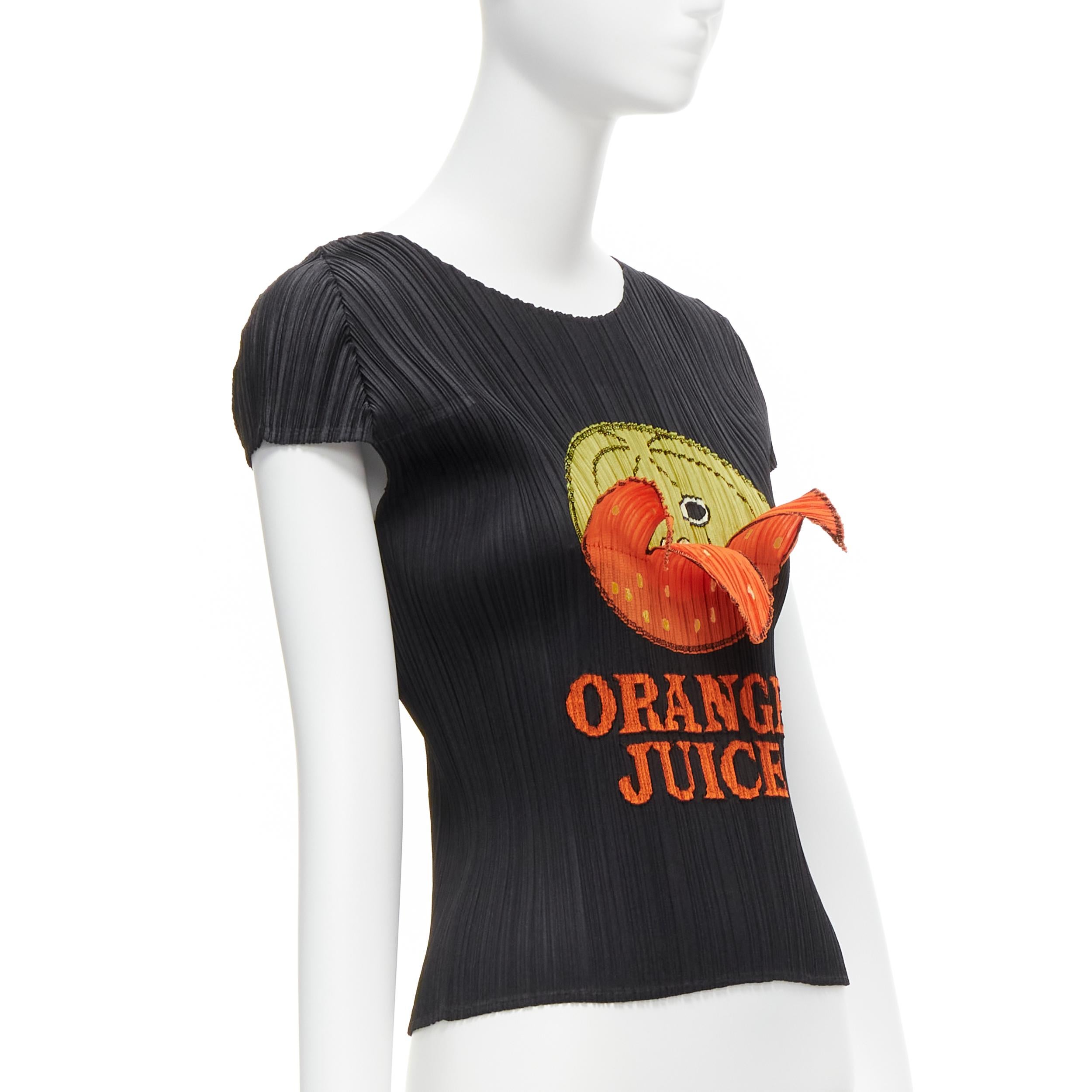 Black rare ISSEY MIYAKE Pleats Please 2008 Vintage Orange Juice peelable black top JP3 For Sale