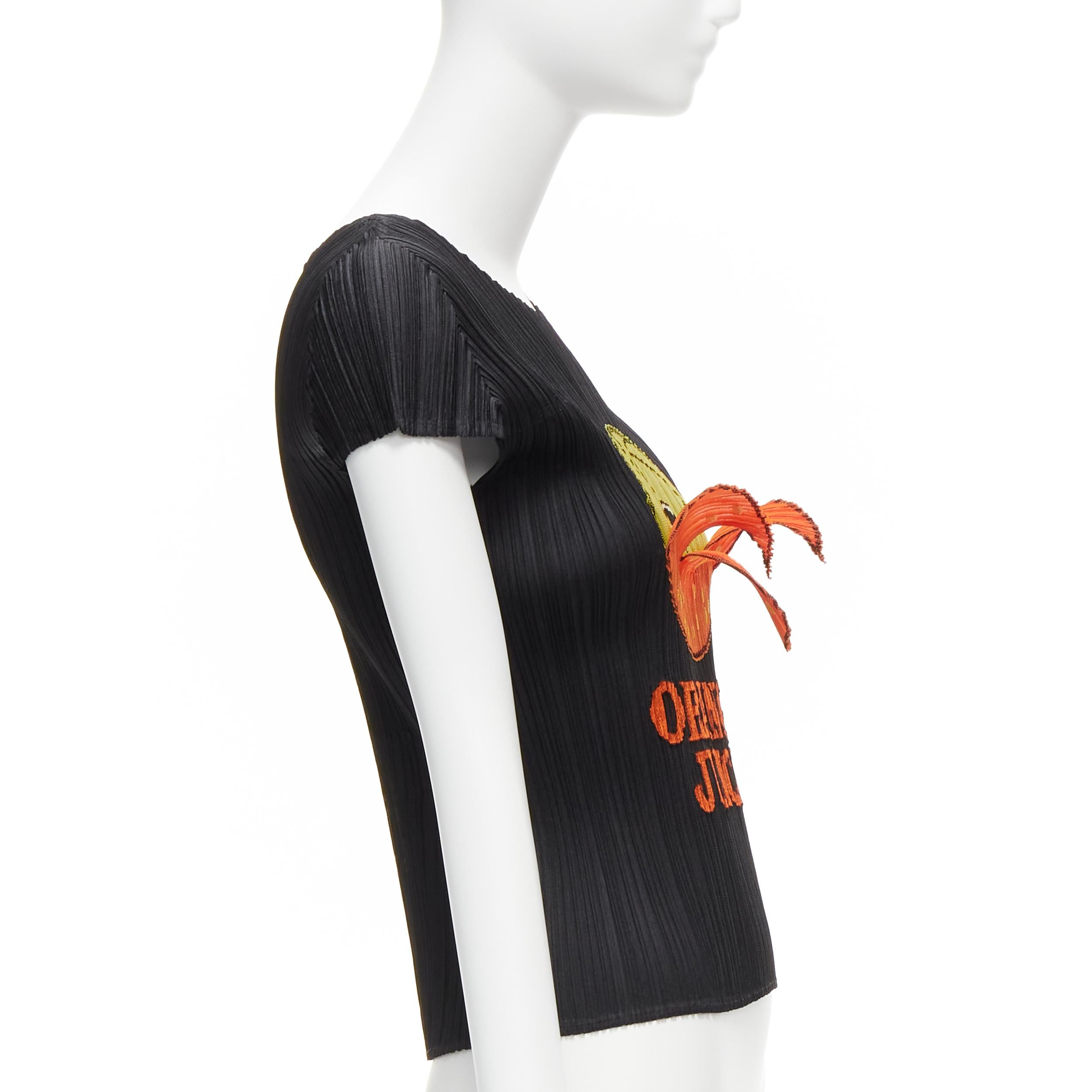 rare ISSEY MIYAKE Pleats Please 2008 Vintage Orange Juice peelable black top JP3 In Excellent Condition For Sale In Hong Kong, NT