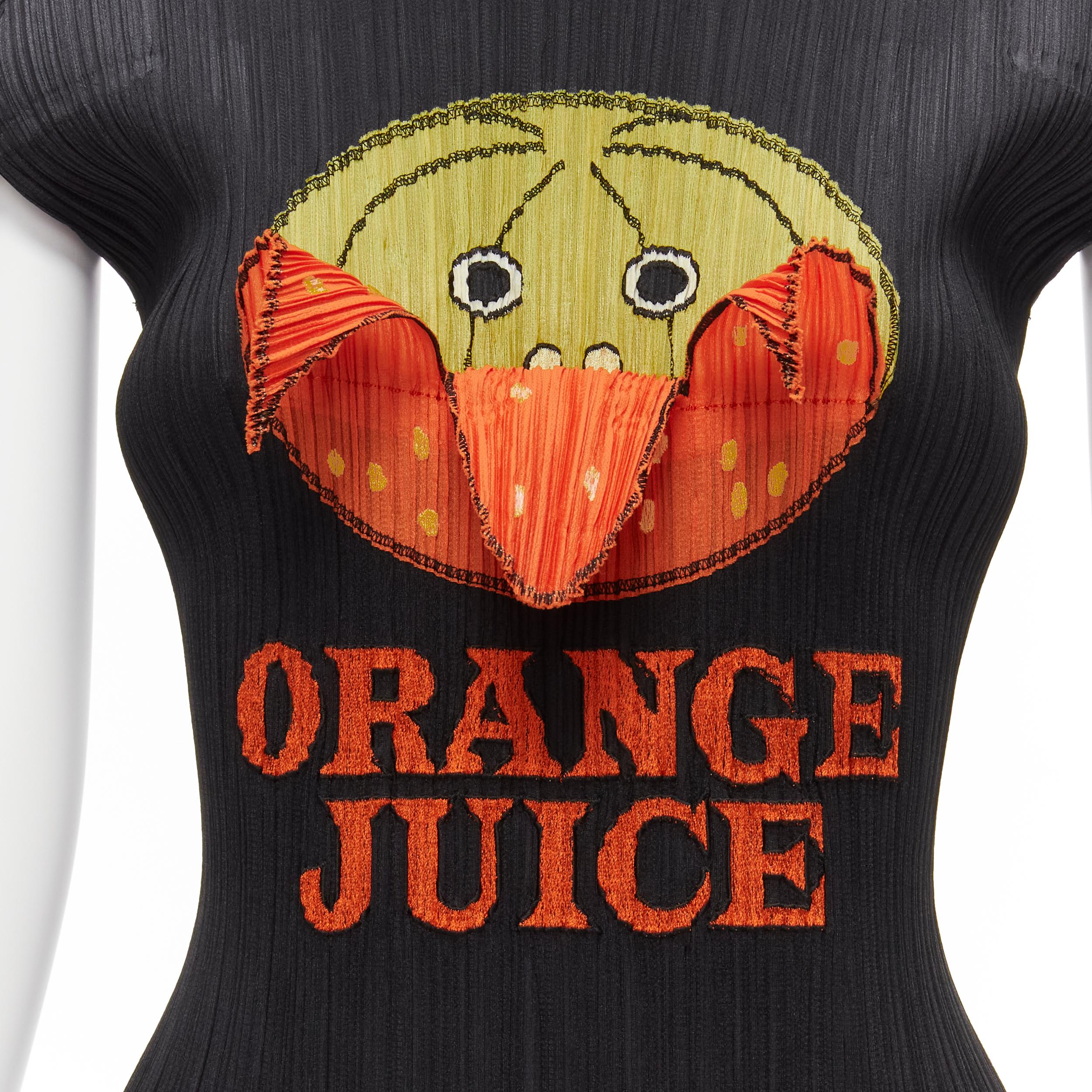 rare ISSEY MIYAKE Pleats Please 2008 Vintage Orange Juice peelable black top JP3 For Sale 3