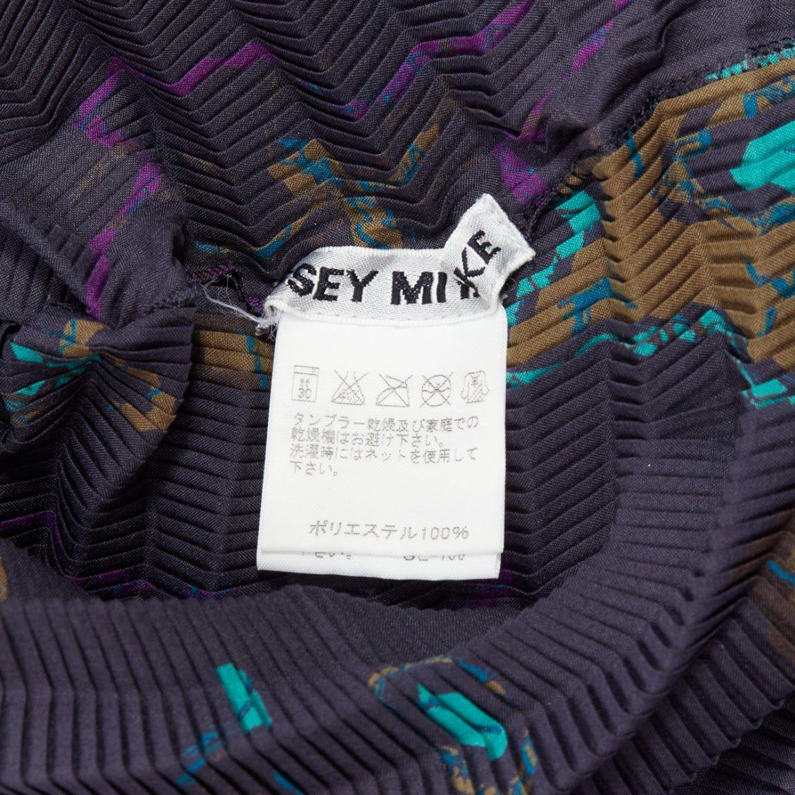 raro ISSEY MIYAKE PLEATS PLEASE verde estrella azul oscuro cuello plisado top JP2 M en venta 4