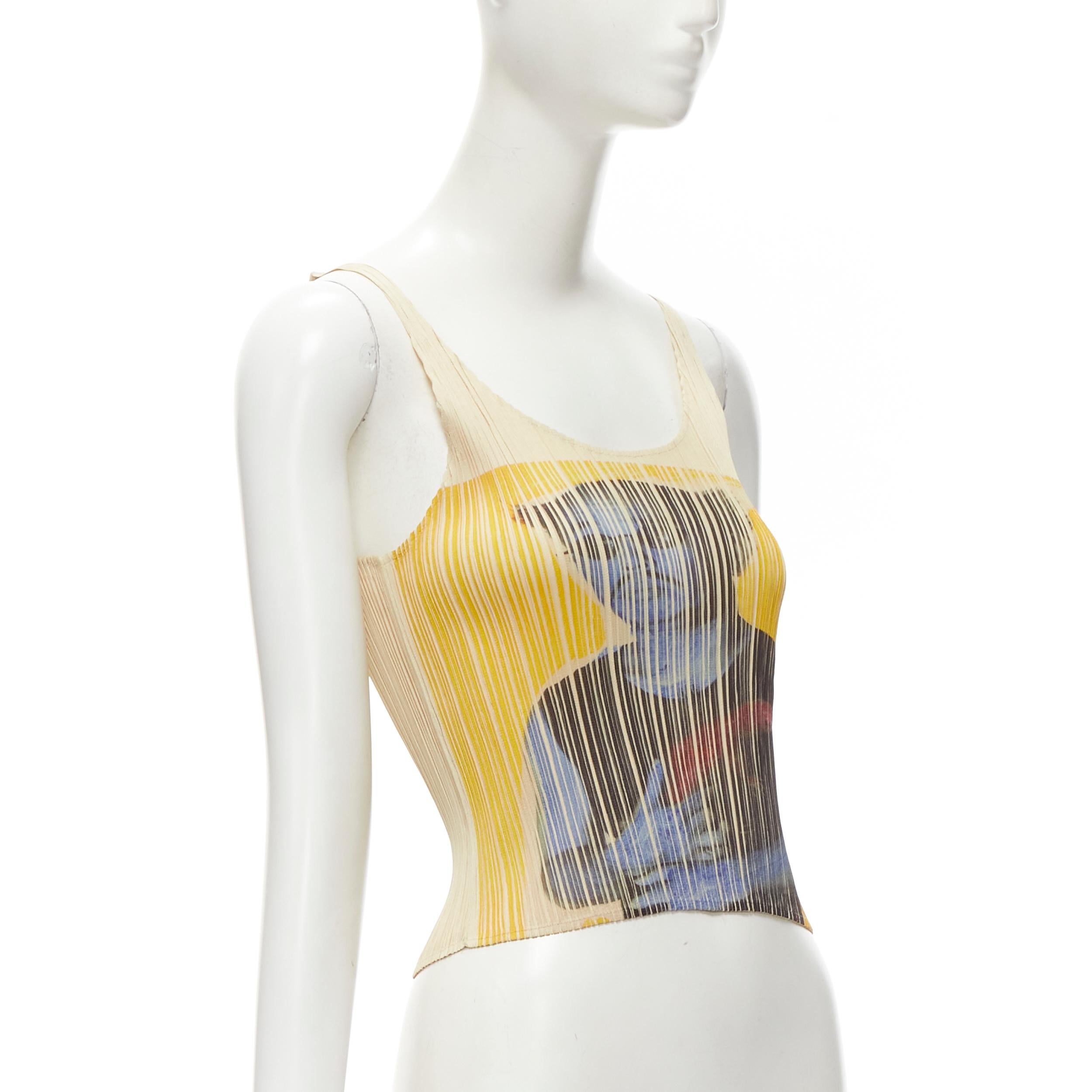 rare ISSEY MIYAKE PLEATS PLEASE NOBUYOSHI ARAKI print pleated tank top In Excellent Condition In Hong Kong, NT