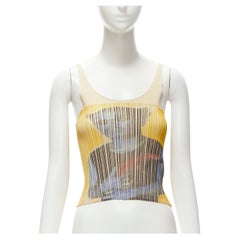 raro Issey MiYAake PLEATS PLEASE NOBUYOSHI ARAKI canottiera plissettata stampata