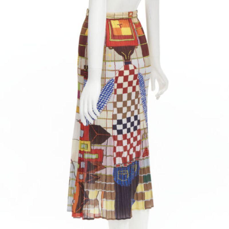 rare ISSEY MIYAKE PLEATS PLEASE Vintage colorful graphic print pleated skirt For Sale 2