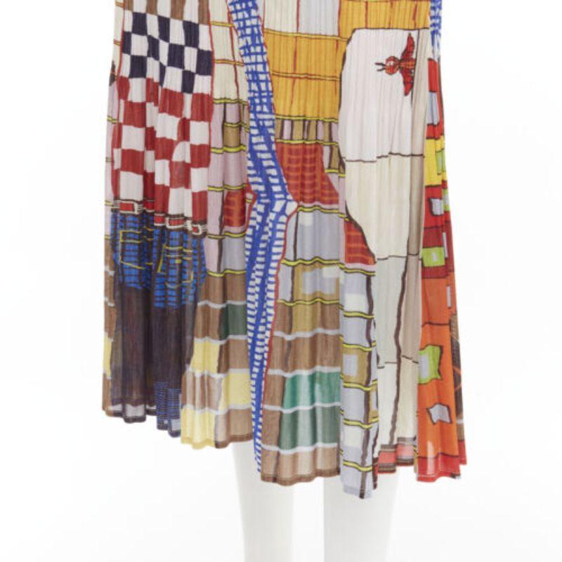 rare ISSEY MIYAKE PLEATS PLEASE Vintage colorful graphic print pleated skirt For Sale 4