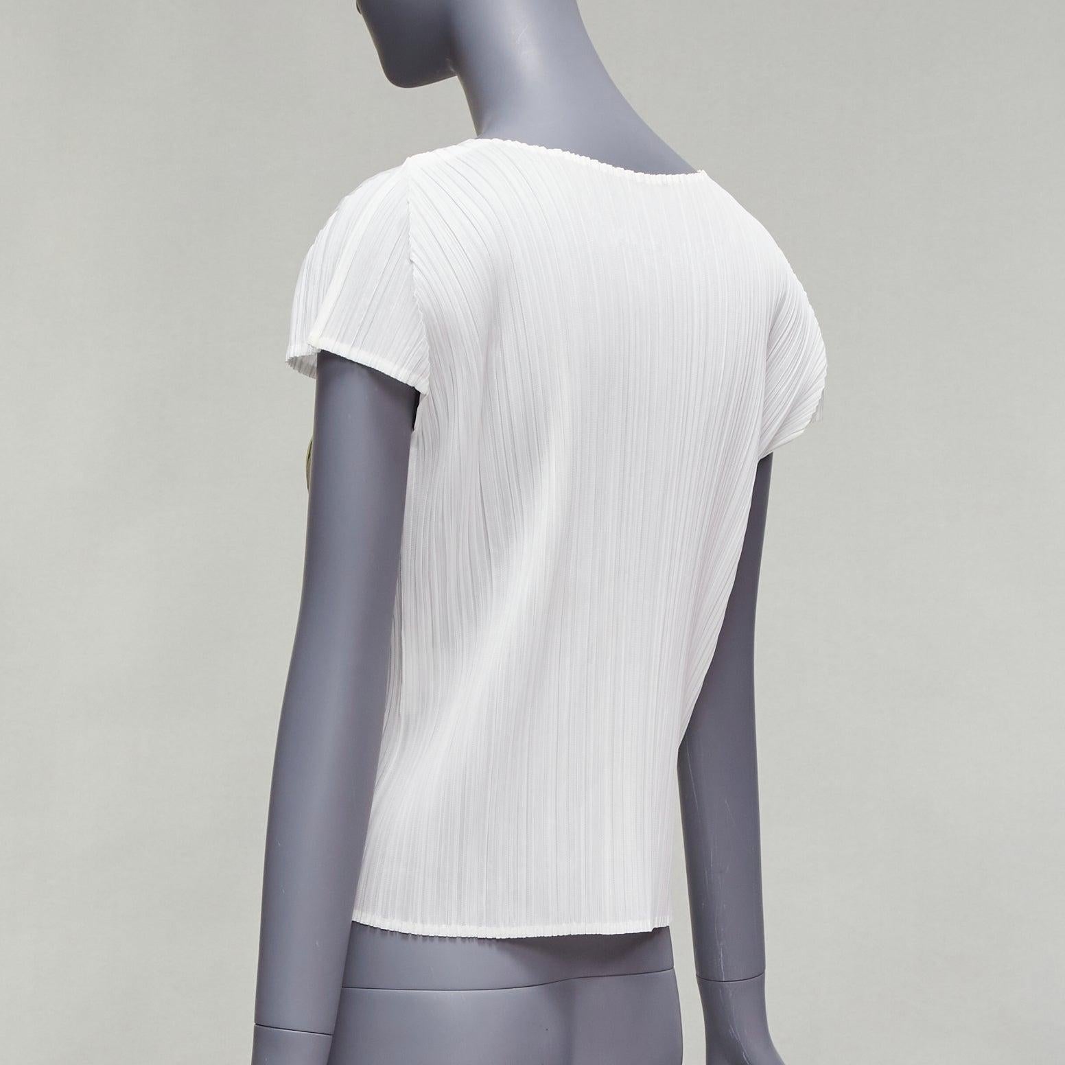 raro ISSEY MIYAKE Pleats Please blanco pepino seta estampado cara top JP3 L en venta 1