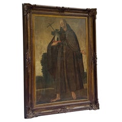 RARE  Italian 17th Century Oil on Canvas of Saint Matthew of Agrigento