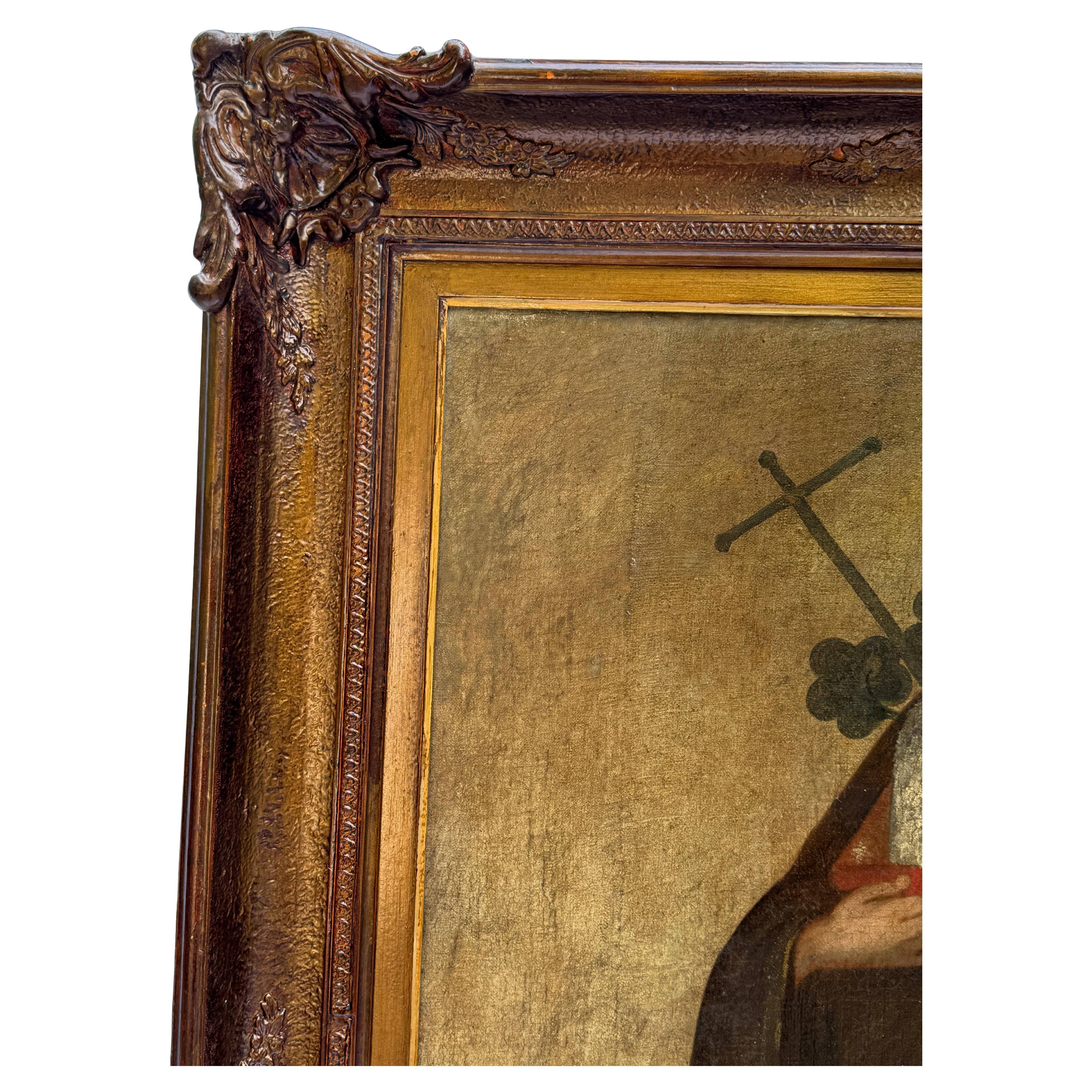 RARE  Italienisches Öl auf Leinwand des Heiligen Matthäus von Agrigent aus dem 17. im Angebot 1