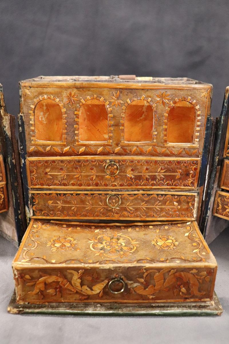 Rare Italian 18th Century Antique Jewelry Box in Papier-Mâché and Wood 6