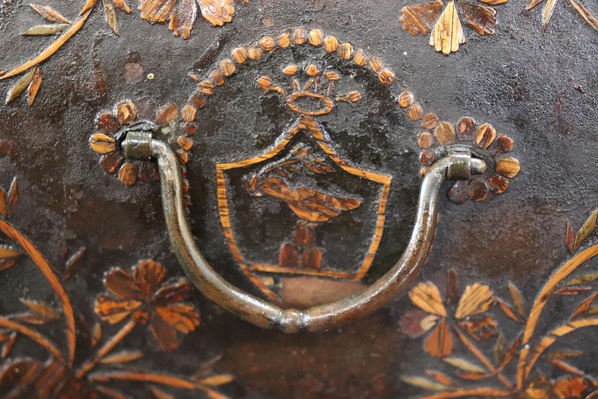 17th Century Rare Italian 18th Century Antique Jewelry Box in Papier-Mâché and Wood