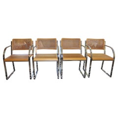 Rare Italian 1970’s Chrome and Cane Arm Chairs