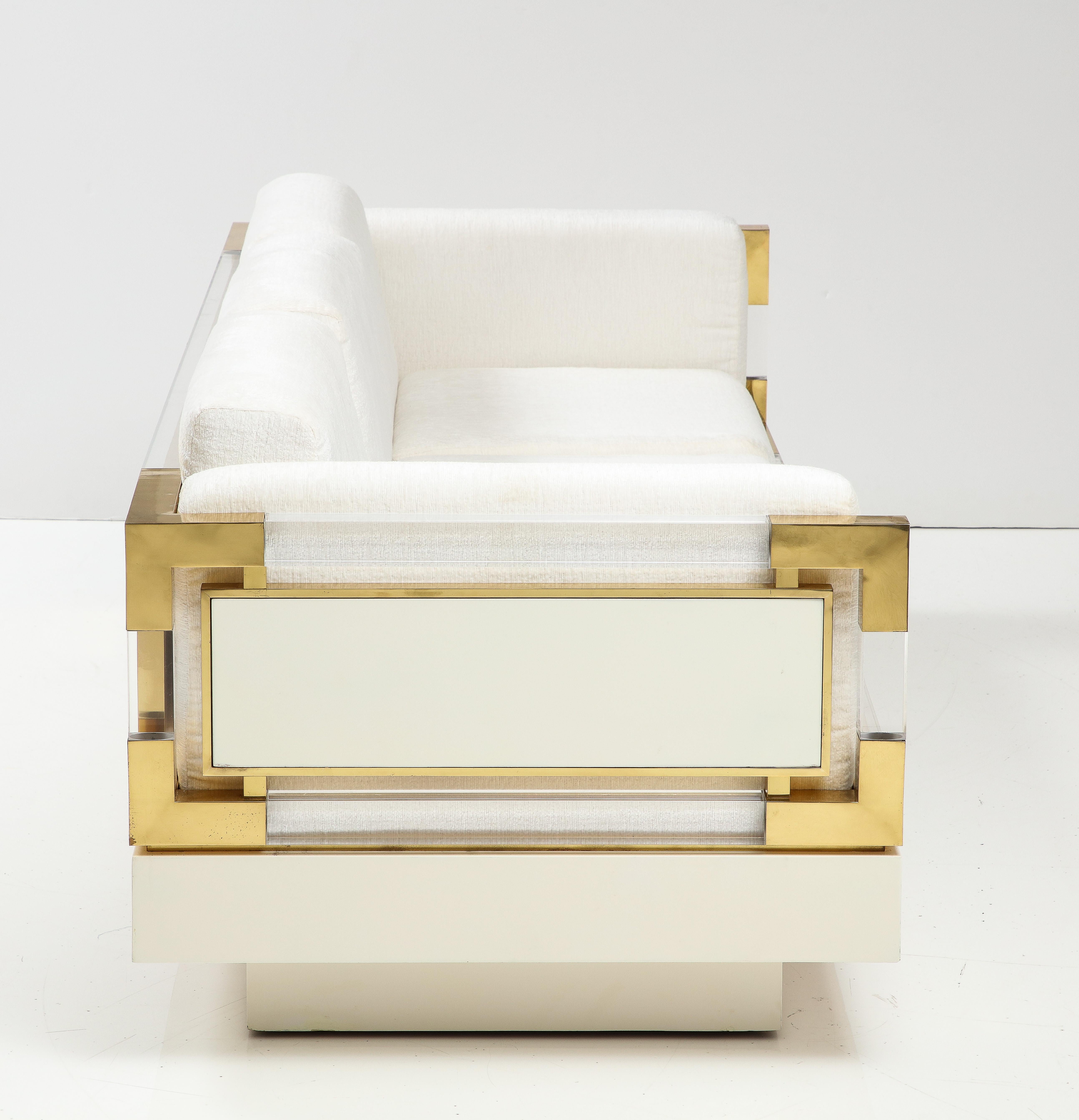Rare Italian 1980's Lucite and Brass Sofa by Fabian For Sale 1
