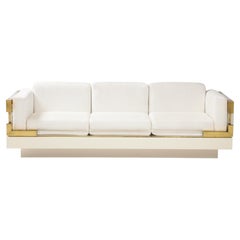 Rare Italian 1980's Lucite and Brass Sofa by Fabian