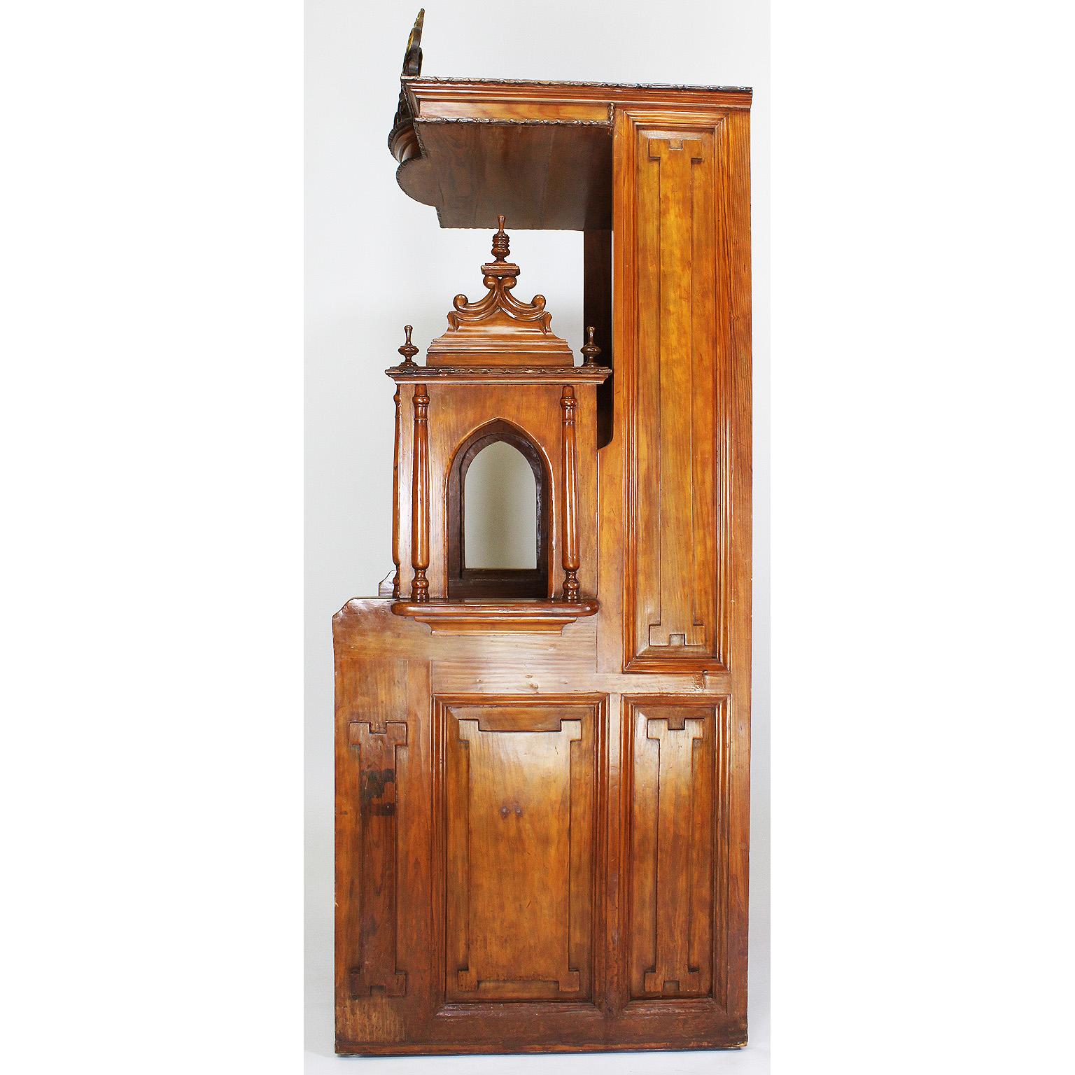 Rare Italian 19th Century Carved Pine Catholic Church Confessional Stall, Booth 3
