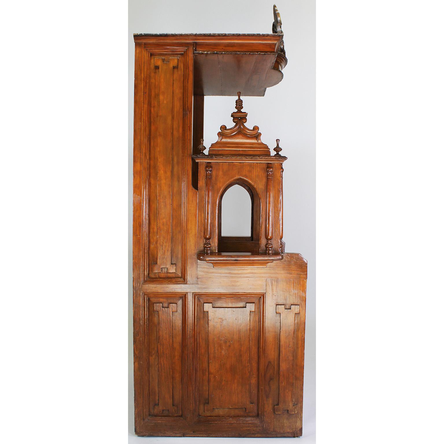 Rare Italian 19th Century Carved Pine Catholic Church Confessional Stall, Booth 4