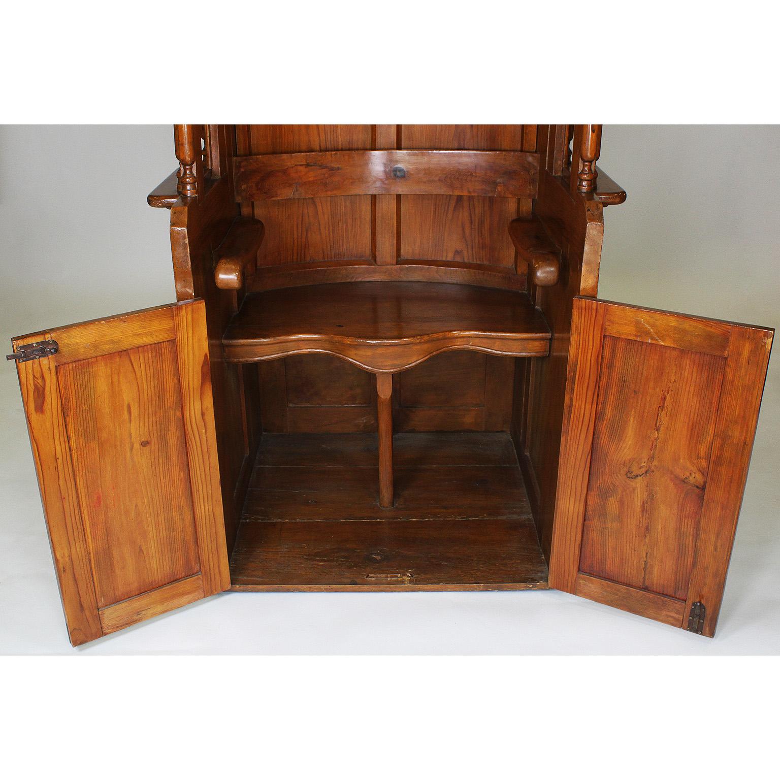 Baroque Revival Rare Italian 19th Century Carved Pine Catholic Church Confessional Stall, Booth