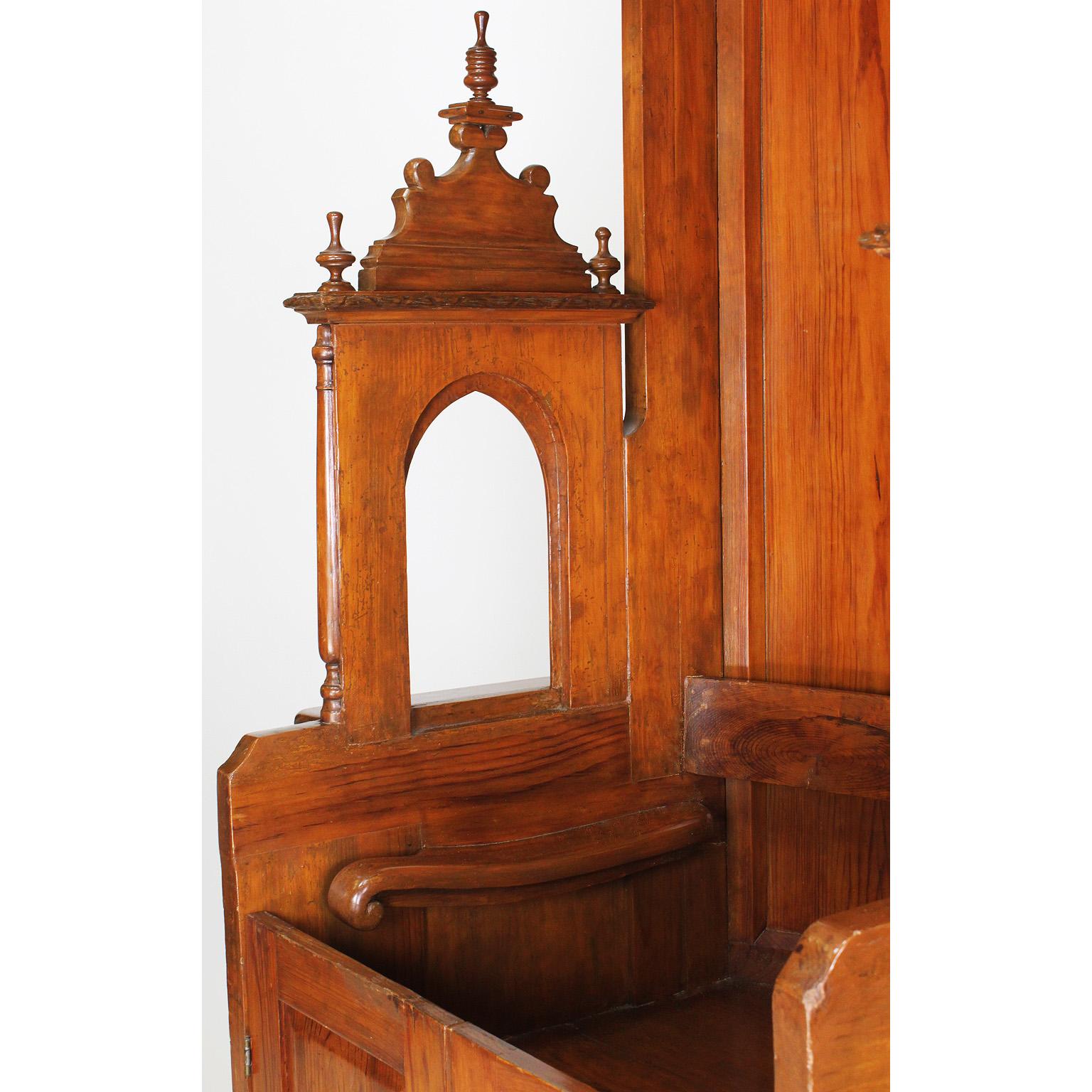 Rare Italian 19th Century Carved Pine Catholic Church Confessional Stall, Booth 1