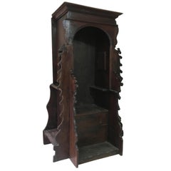 Rare Italian 16th Century Carved Walnut Catholic Church Confessional 