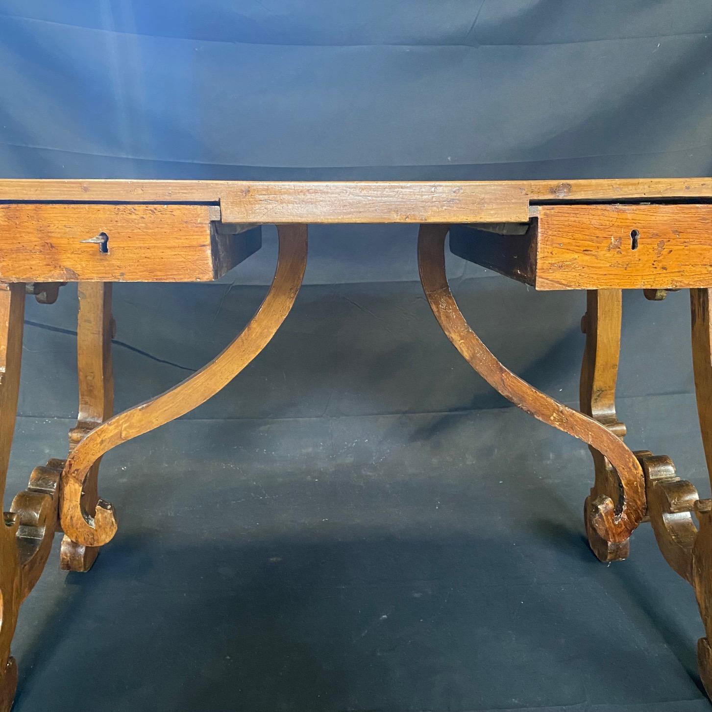 Rare Italian Antique Walnut Writing Desk For Sale 6