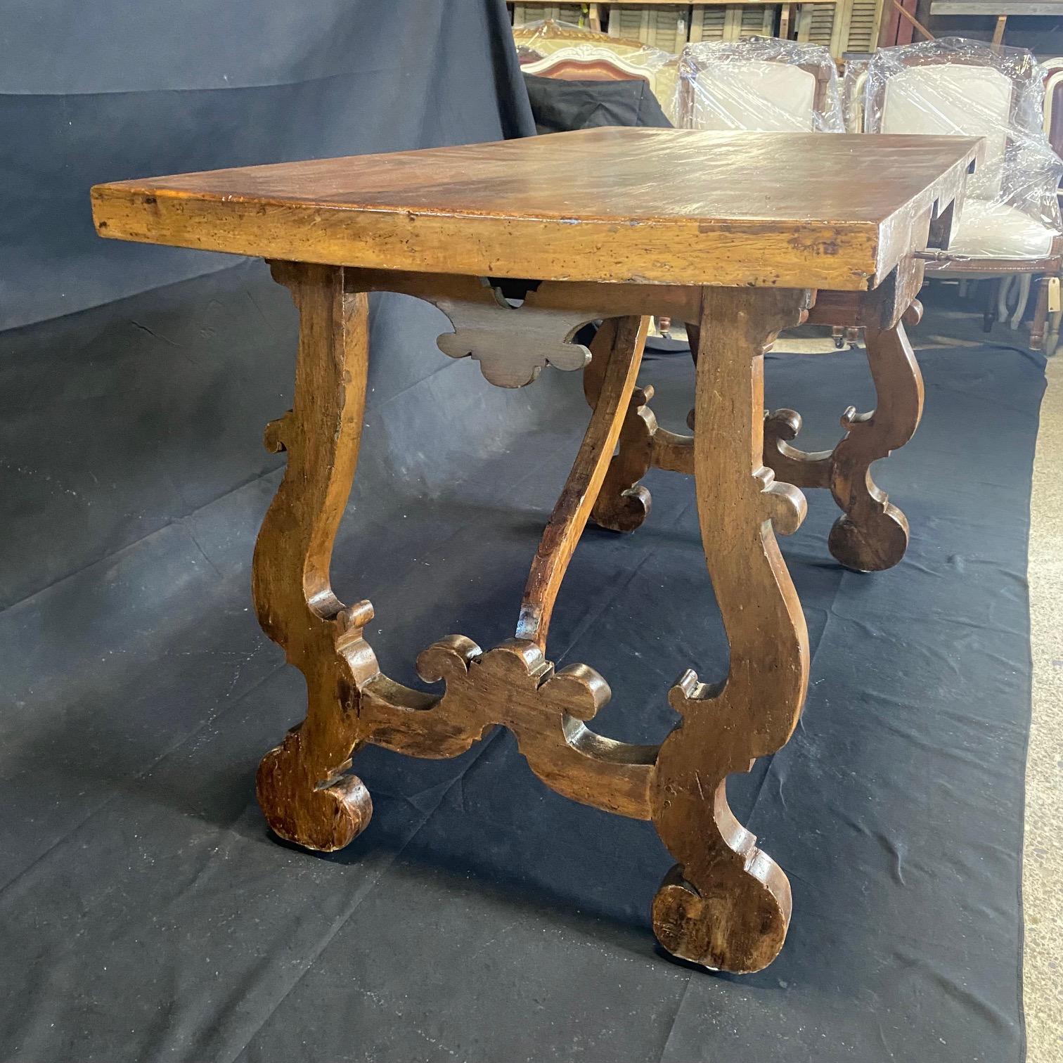 Rare Italian Antique Walnut Writing Desk For Sale 2