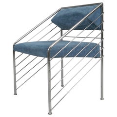 Fauteuil italien rare en tissu de rembourrage et cadre chromé, années 1970