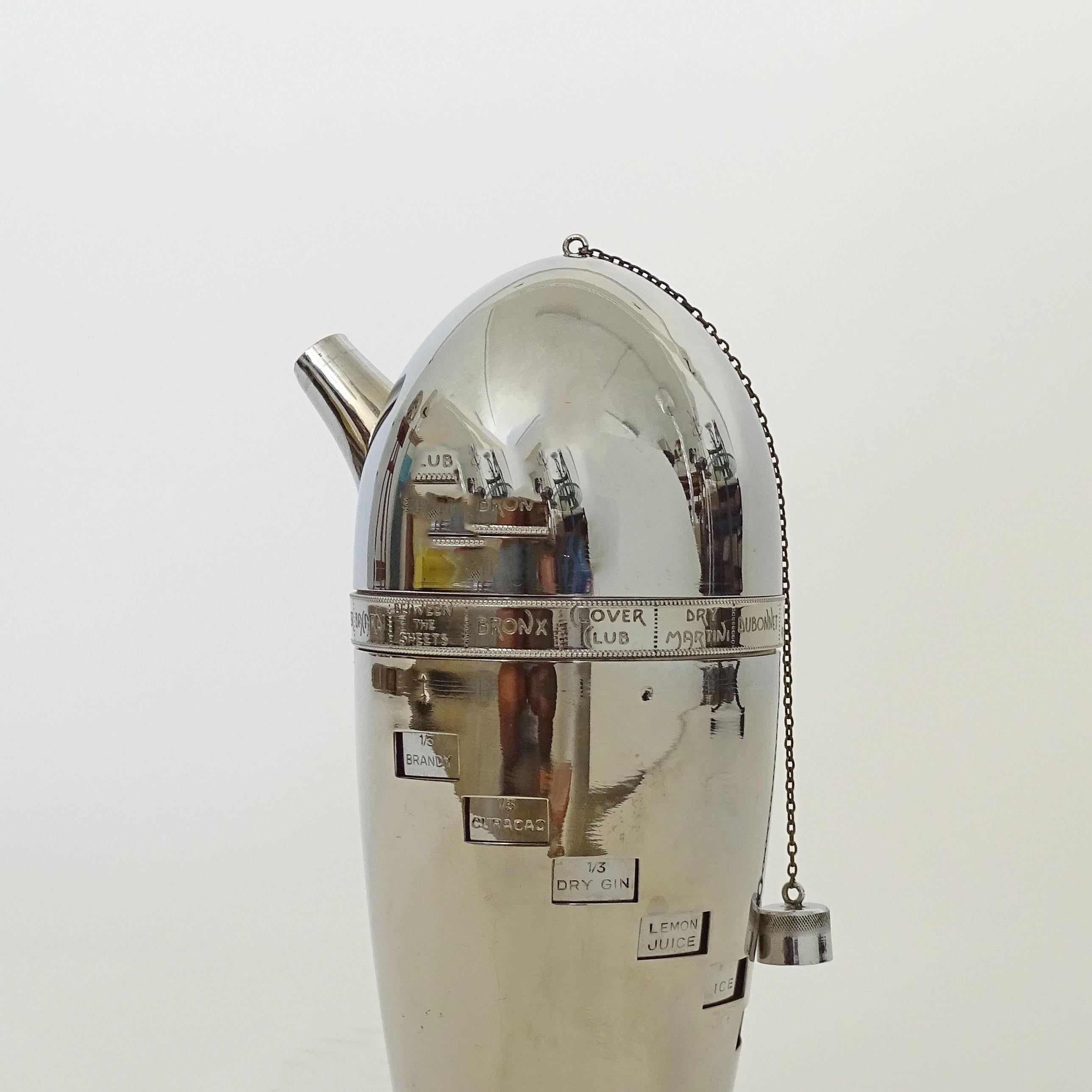 Seltene italienische Art Deco 1940er Jahre Bullet Rezept Cocktail Shaker (Italienisch) im Angebot