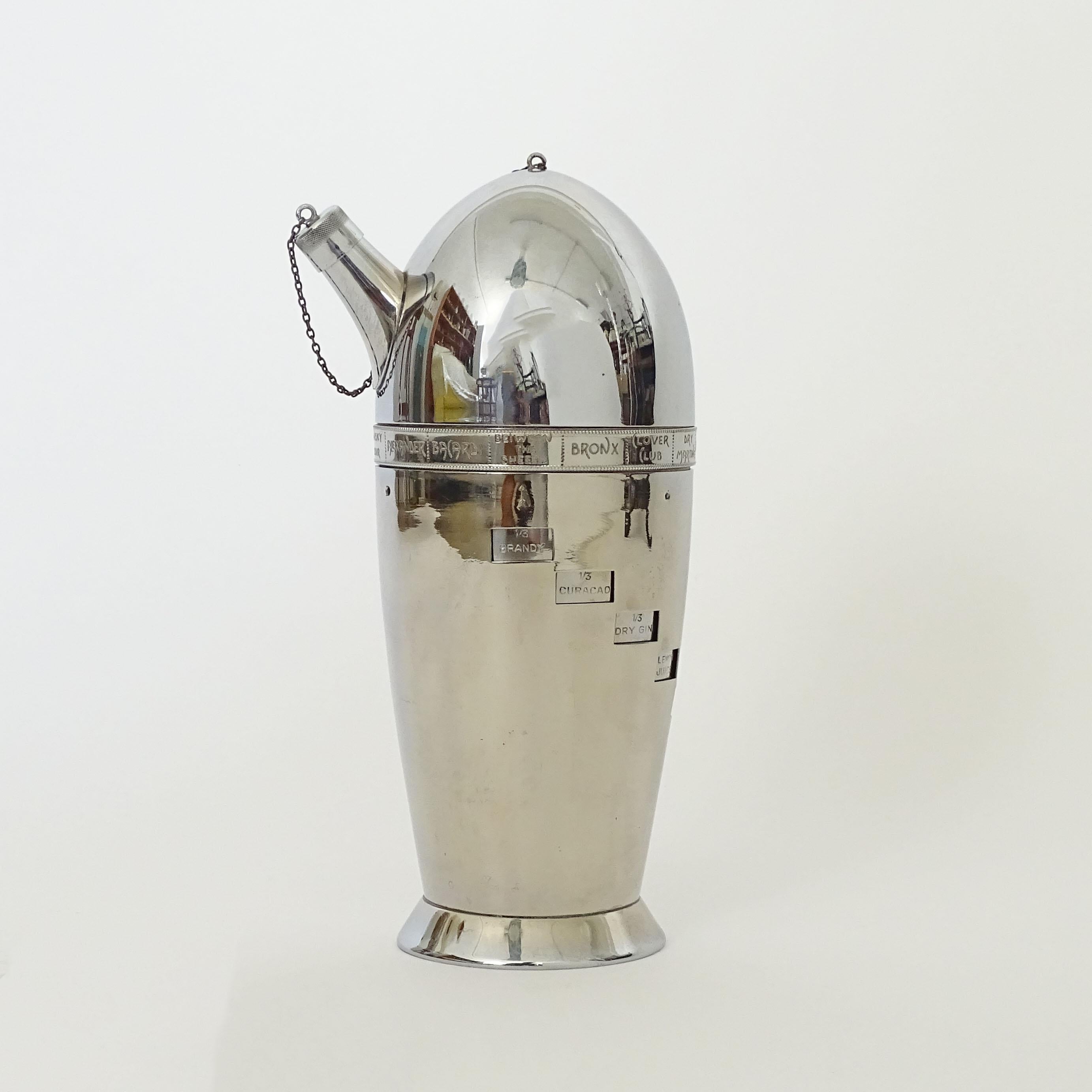 Seltene italienische Art Deco 1940er Jahre Bullet Rezept Cocktail Shaker im Zustand „Gut“ im Angebot in Milan, IT