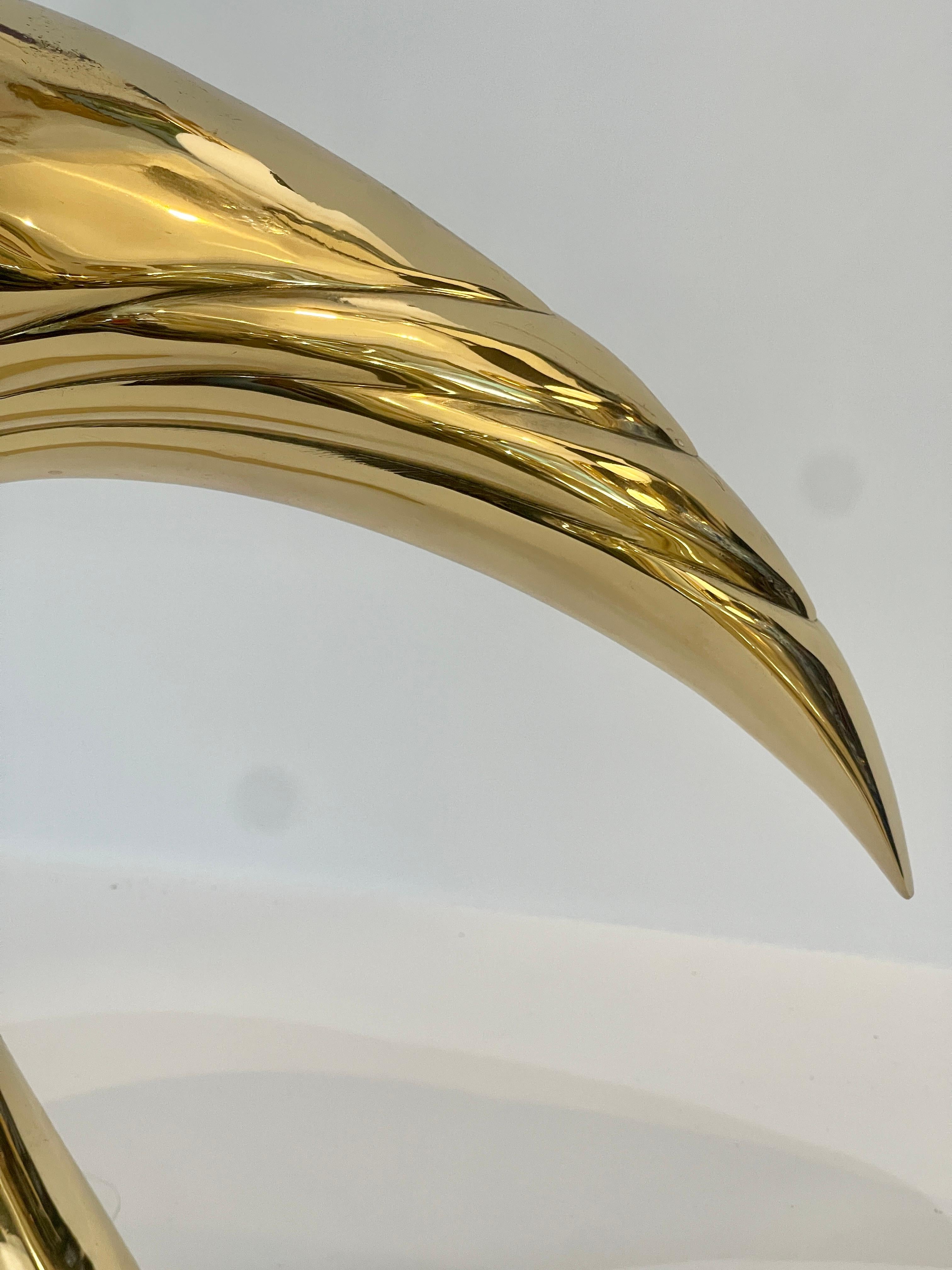 Rare sculture di gru in ottone Art Deco di grandi dimensioni, set, anni '60. in vendita 5