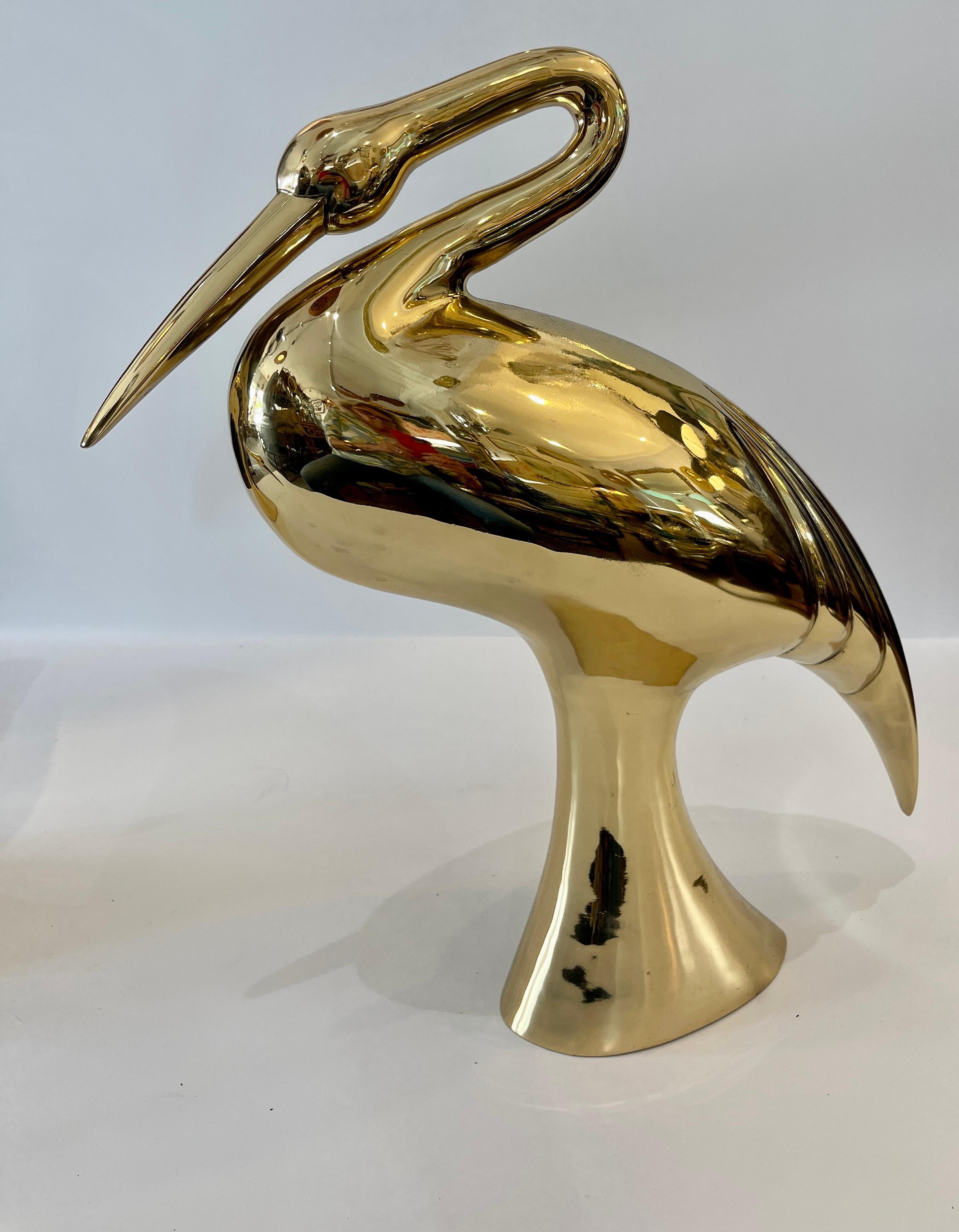 Italiano Rare sculture di gru in ottone Art Deco di grandi dimensioni, set, anni '60. in vendita