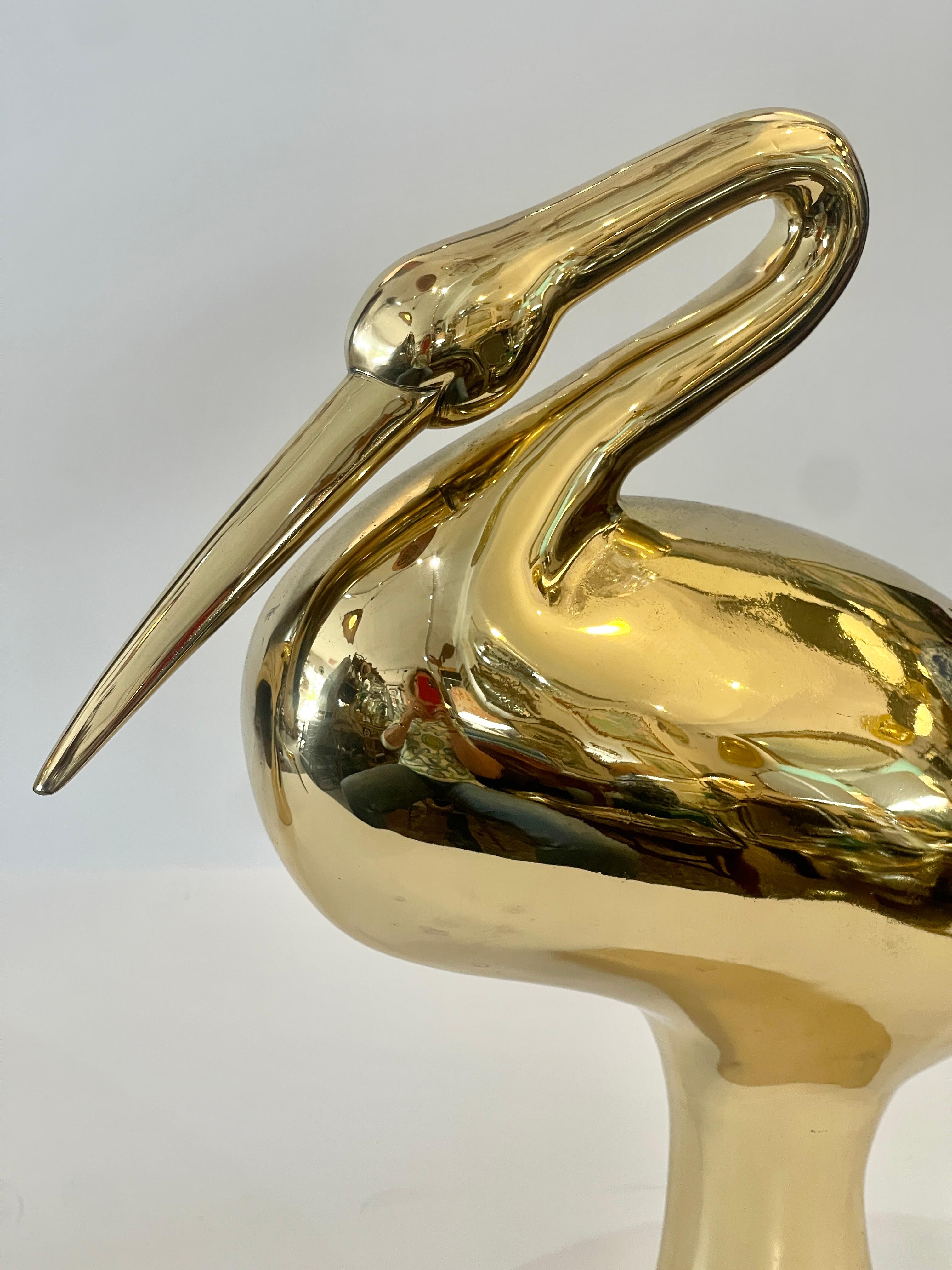 Rare sculture di gru in ottone Art Deco di grandi dimensioni, set, anni '60. in vendita 1