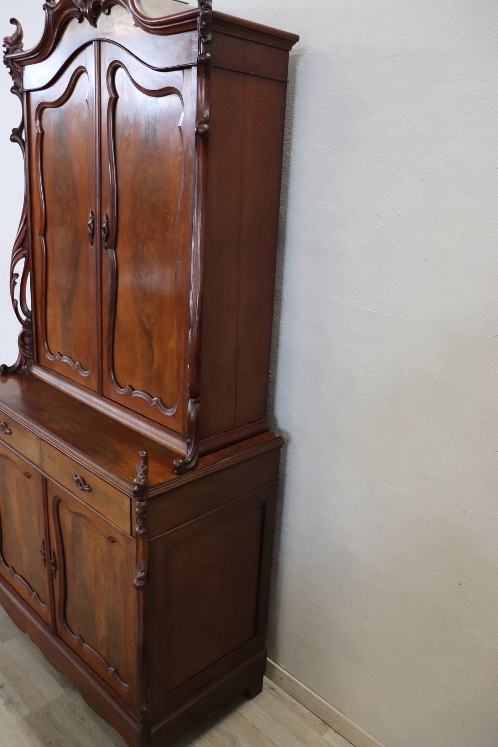 Rare Italian Art Nouveau Carved Mahogany Sideboard or Cabinet 6