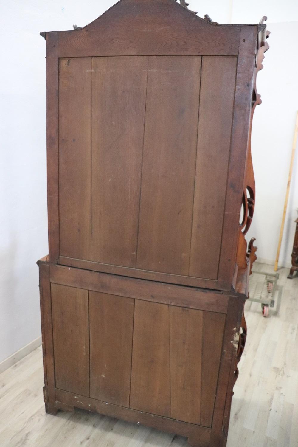 Rare Italian Art Nouveau Carved Mahogany Sideboard or Cabinet 7