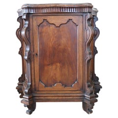 Rare Italian Art Nouveau Carved Walnut Small Sideboard or Cabinet