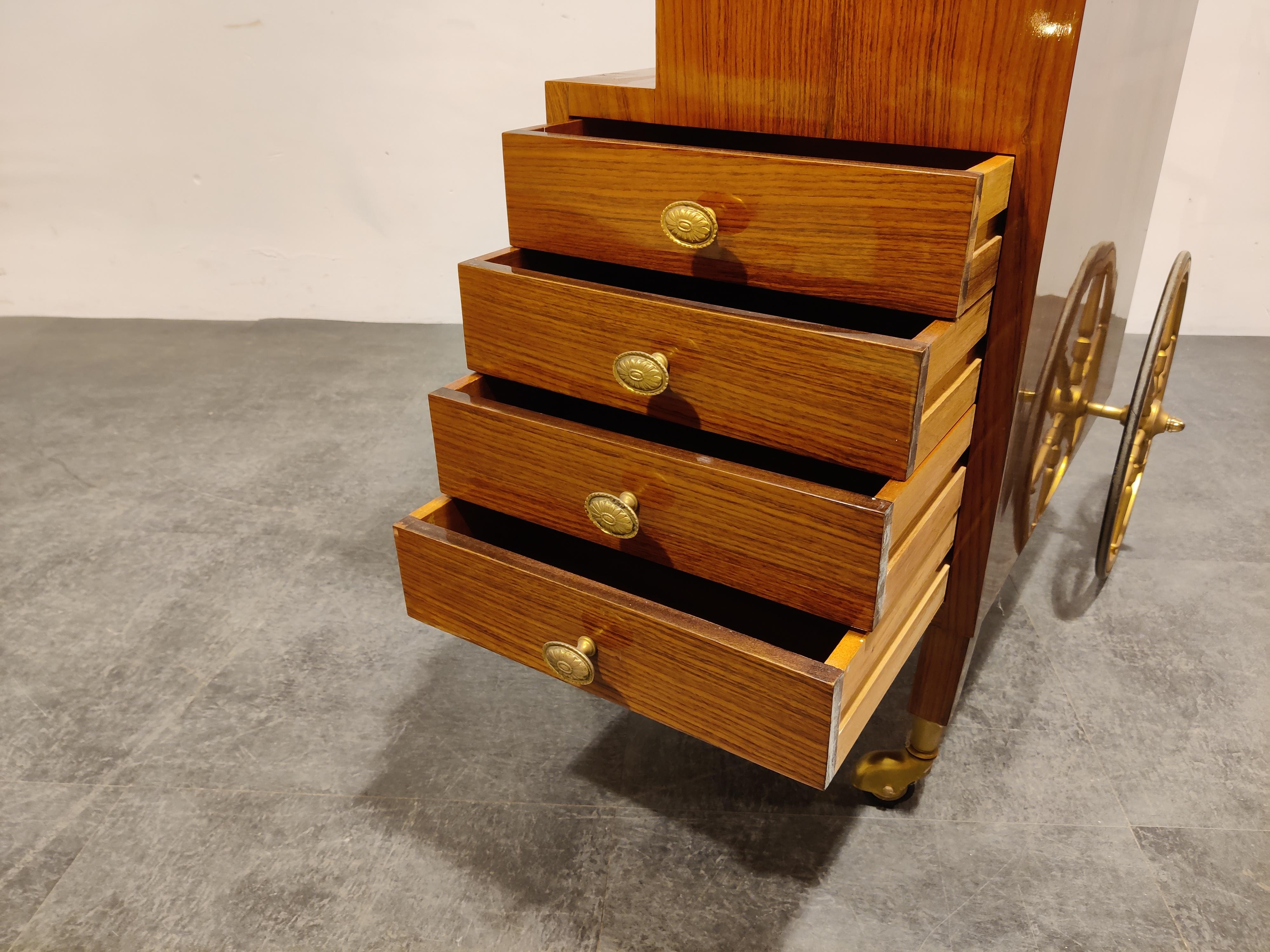 Rare Italian Bar Cabinet on Wheels Cart by Aldo Tura, 1960s 1