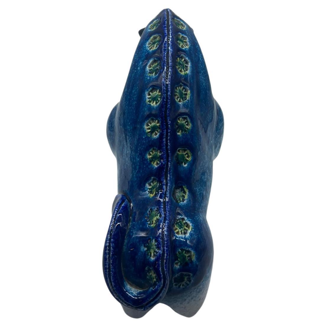 Rare Italian Bitossi Era Enameled Turquoise Ceramic Bull 3