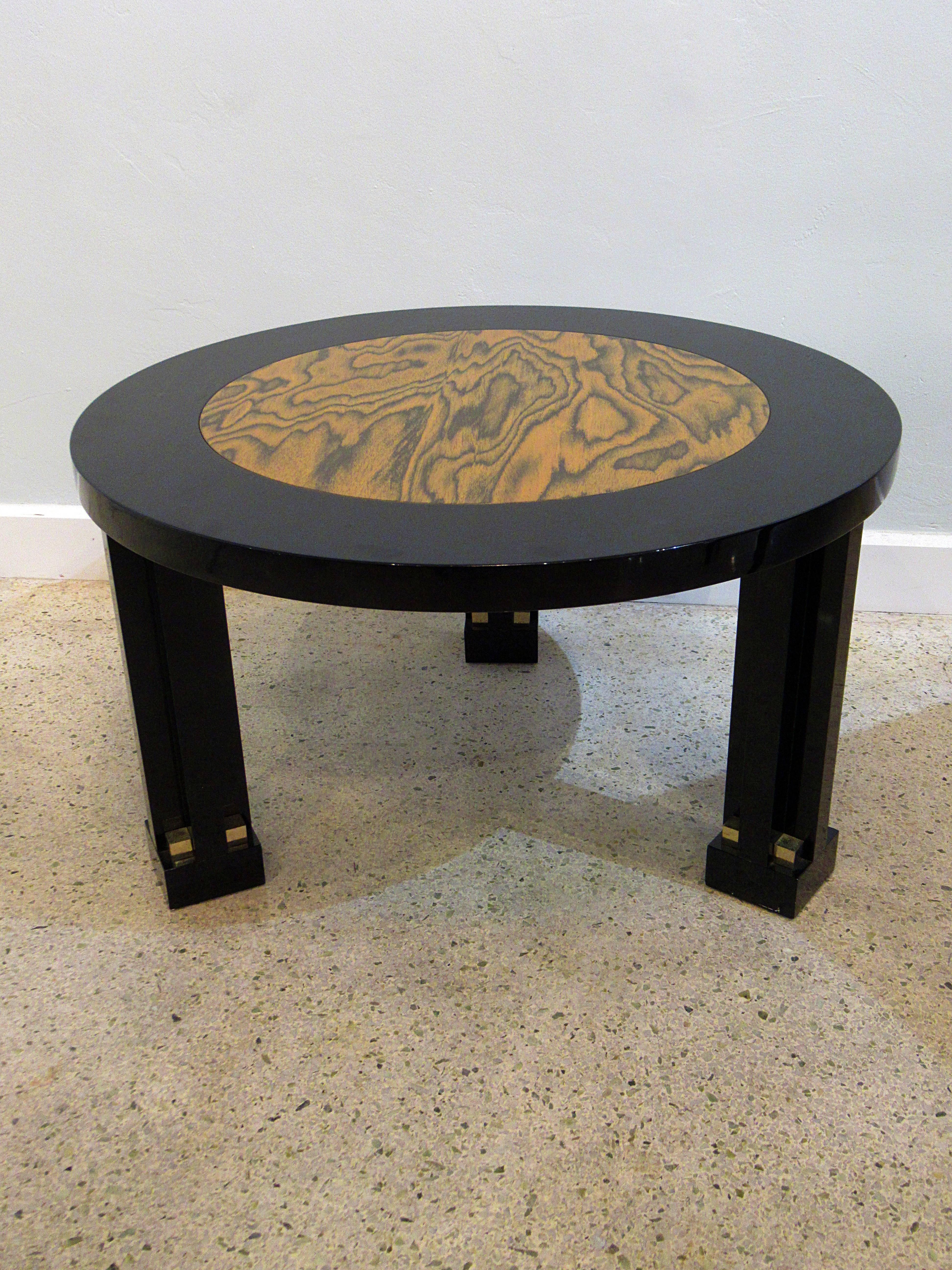 Rare Italian Black Lacquer and Faux Bois Side Table, 1980s, Ettore Sottsass 8