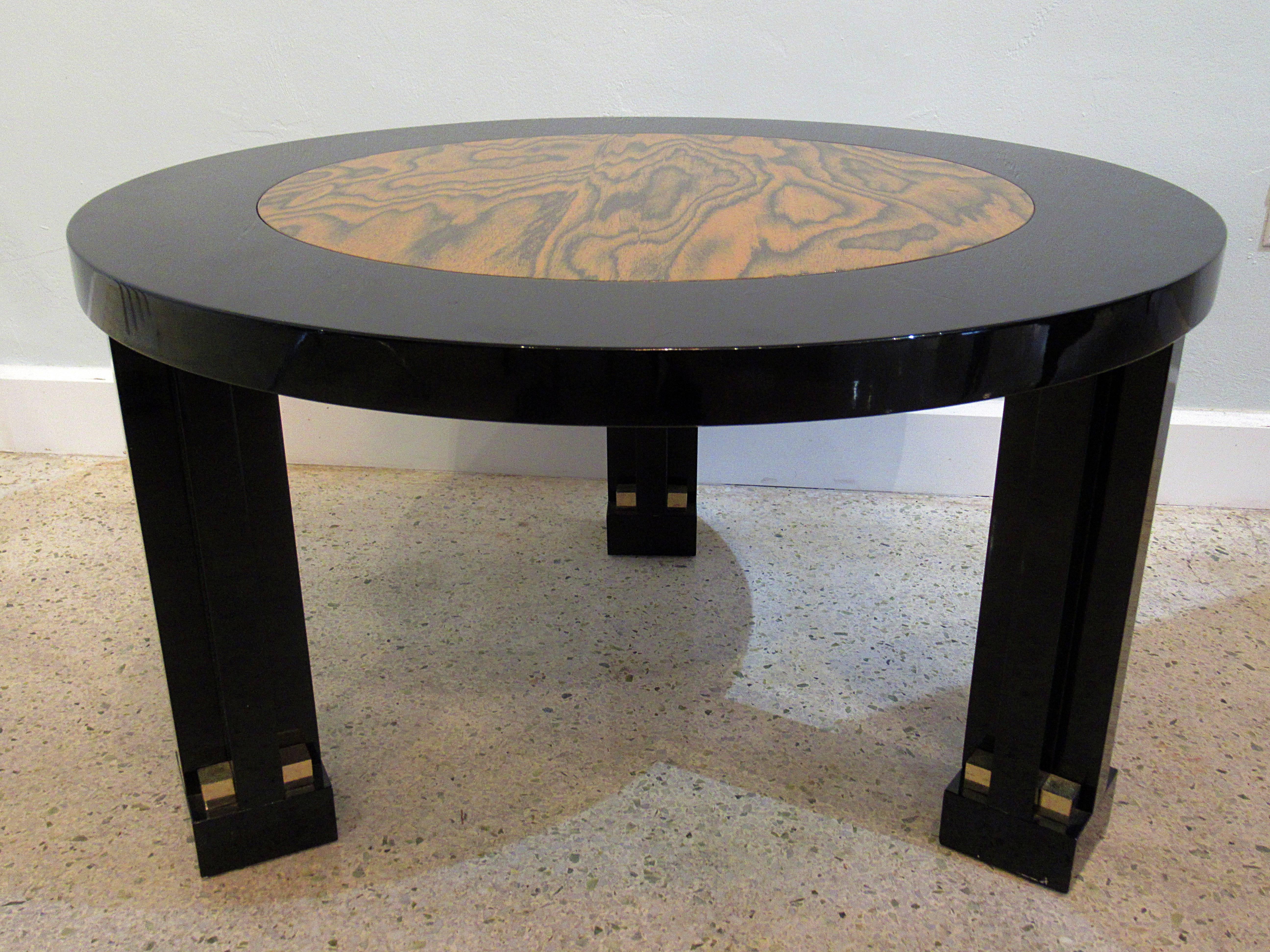 20th Century Rare Italian Black Lacquer and Faux Bois Side Table, 1980s, Ettore Sottsass