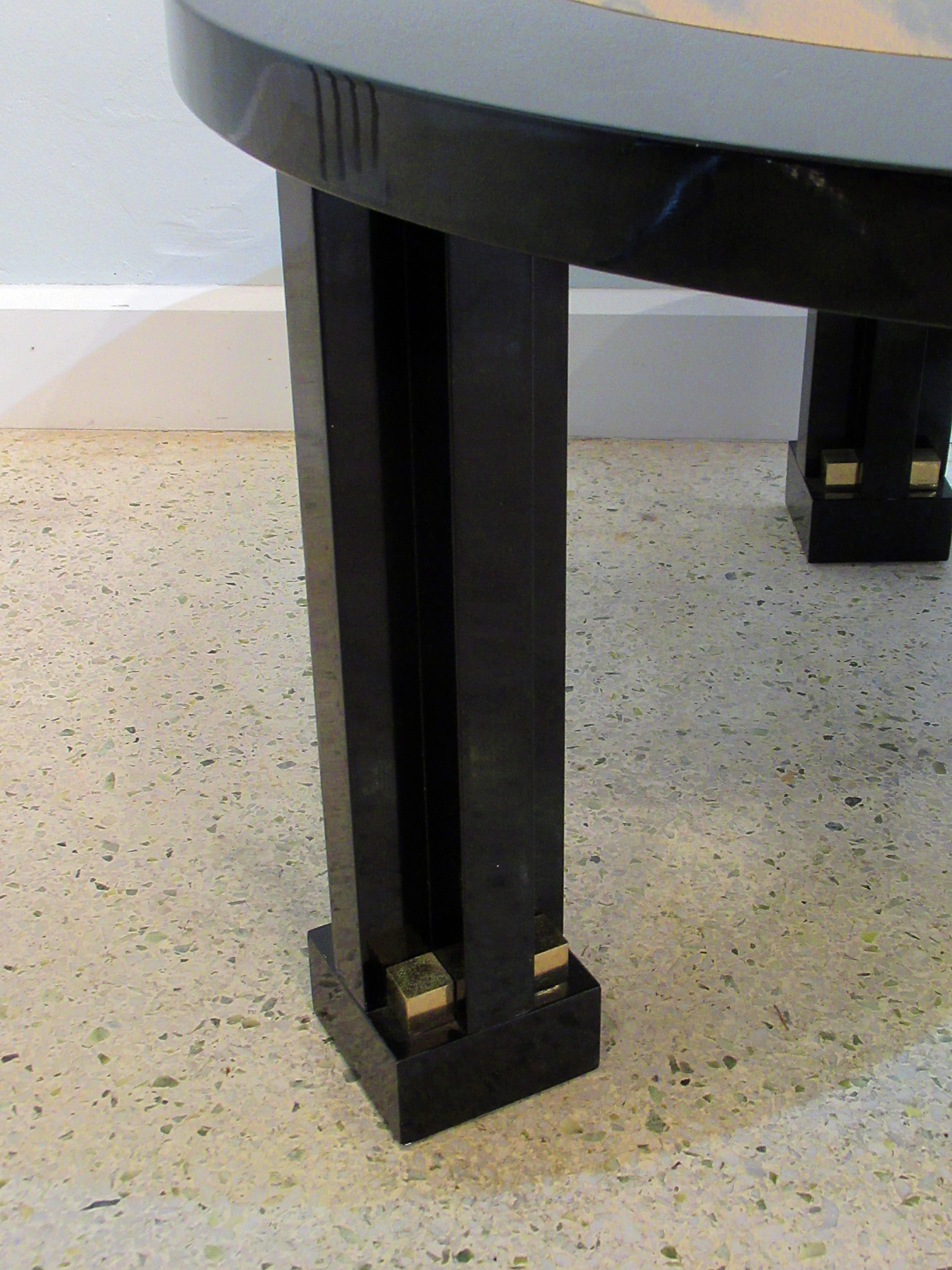 Rare Italian Black Lacquer and Faux Bois Side Table, 1980s, Ettore Sottsass 1