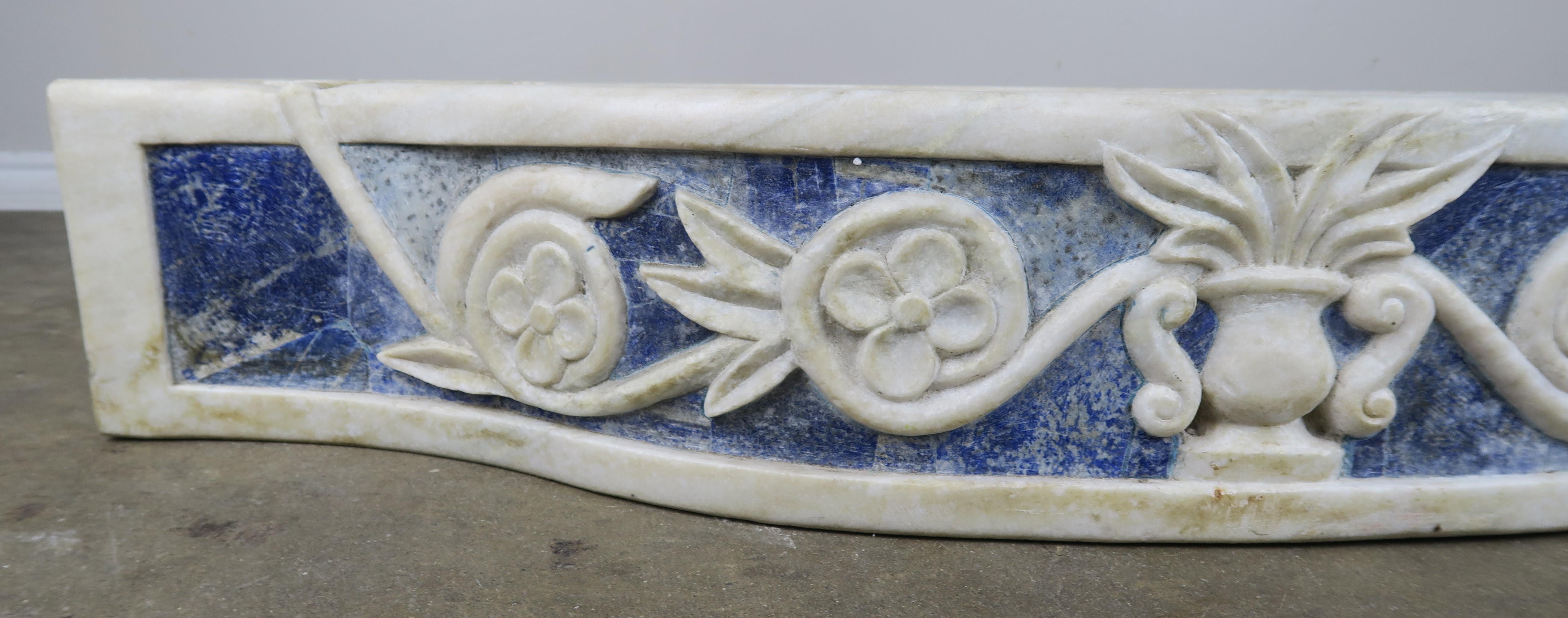 Rare Italian Blue and White Carrera Marble Sink In Good Condition In Los Angeles, CA