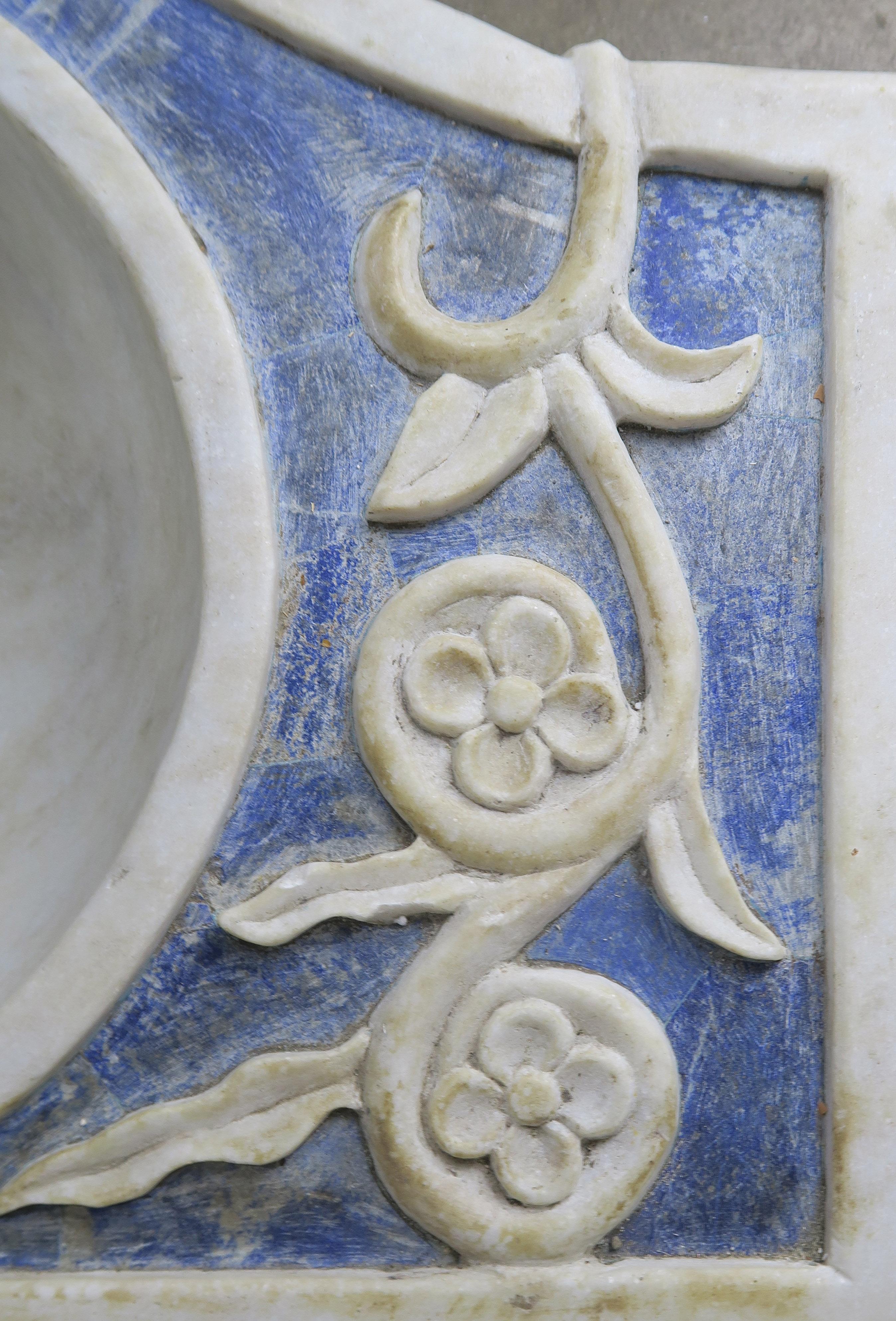 Rare Italian Blue and White Carrera Marble Sink 1